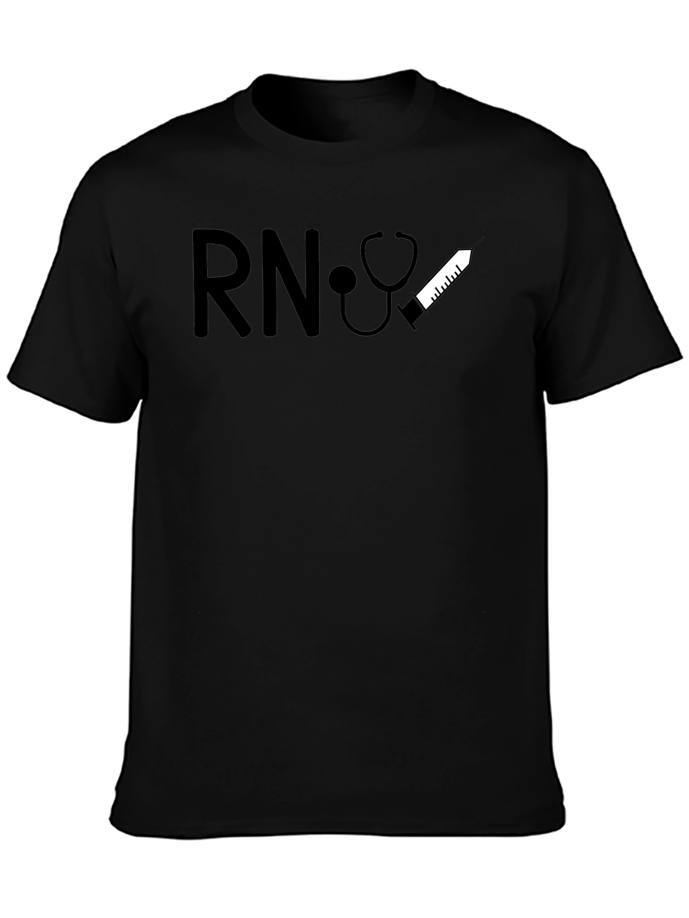 RN Nurse Stethoscope Syringe Graphic T-Shirt