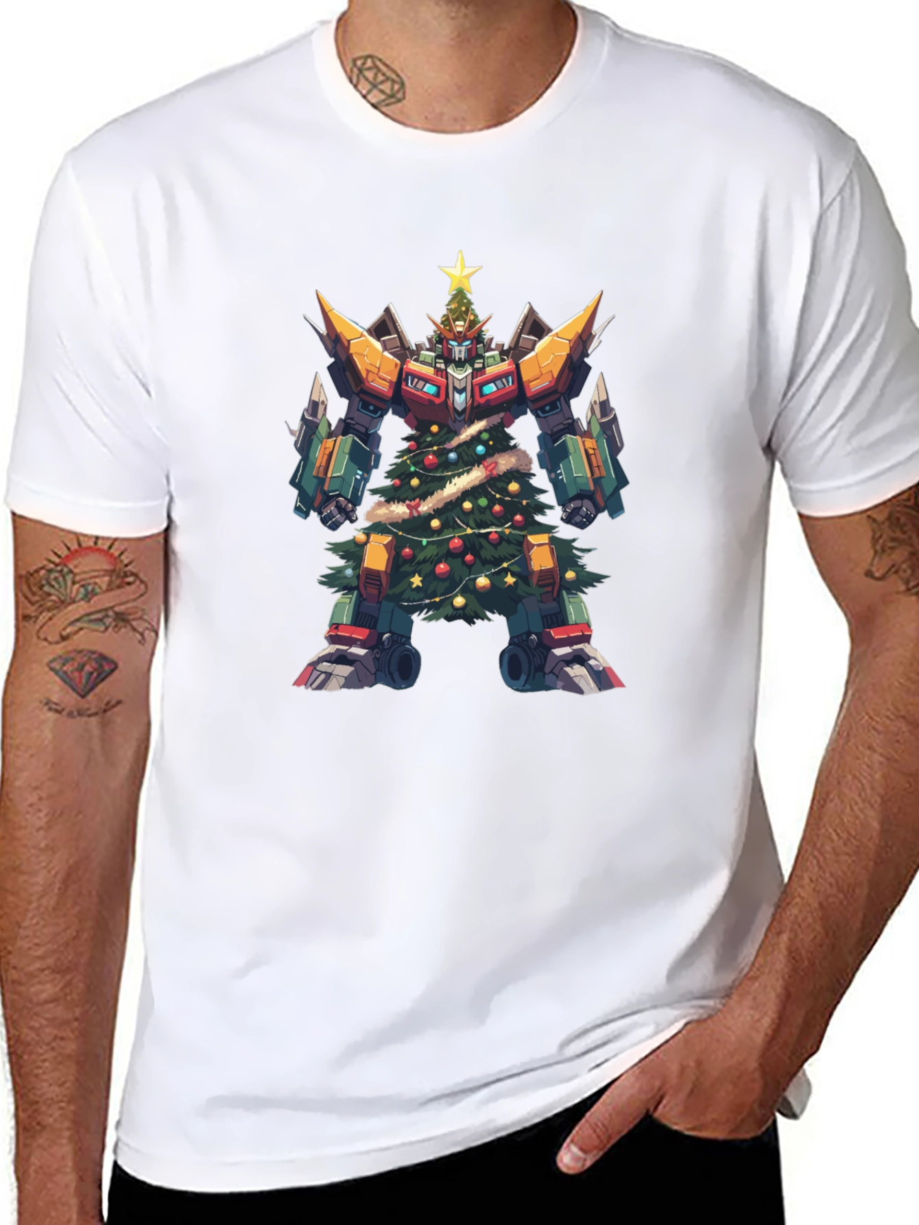 Christmas Robot T-Shirt - Festive Sci-Fi Style