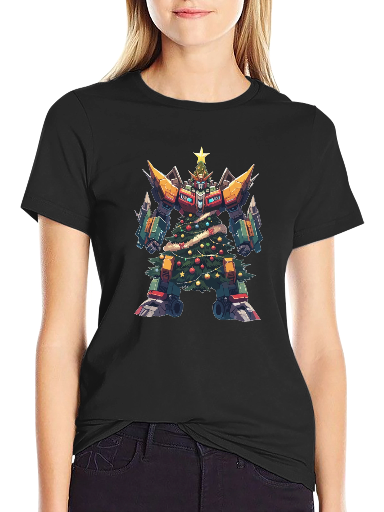 Christmas Robot T-Shirt - Festive Sci-Fi Style