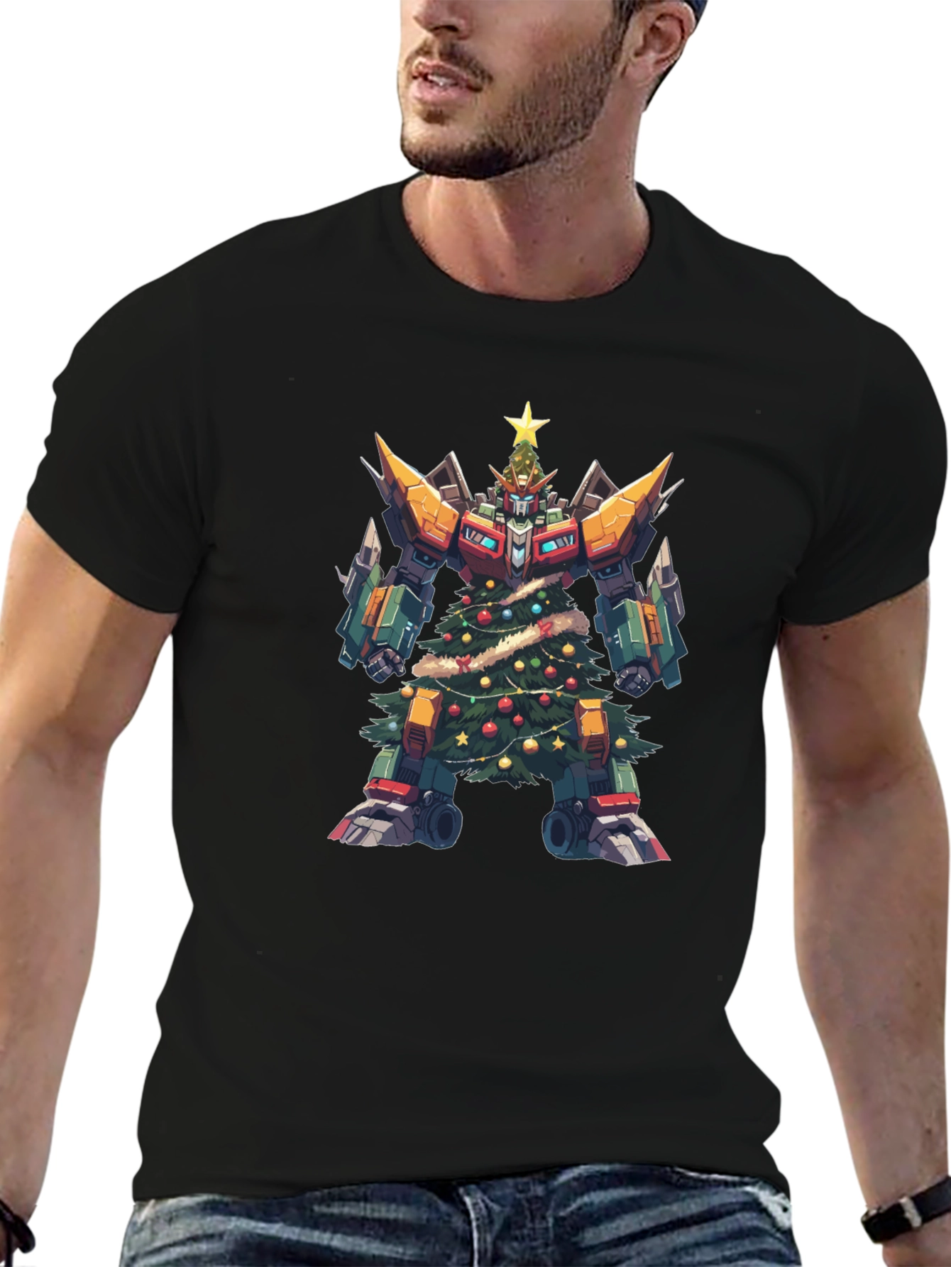 Christmas Robot T-Shirt - Festive Sci-Fi Style