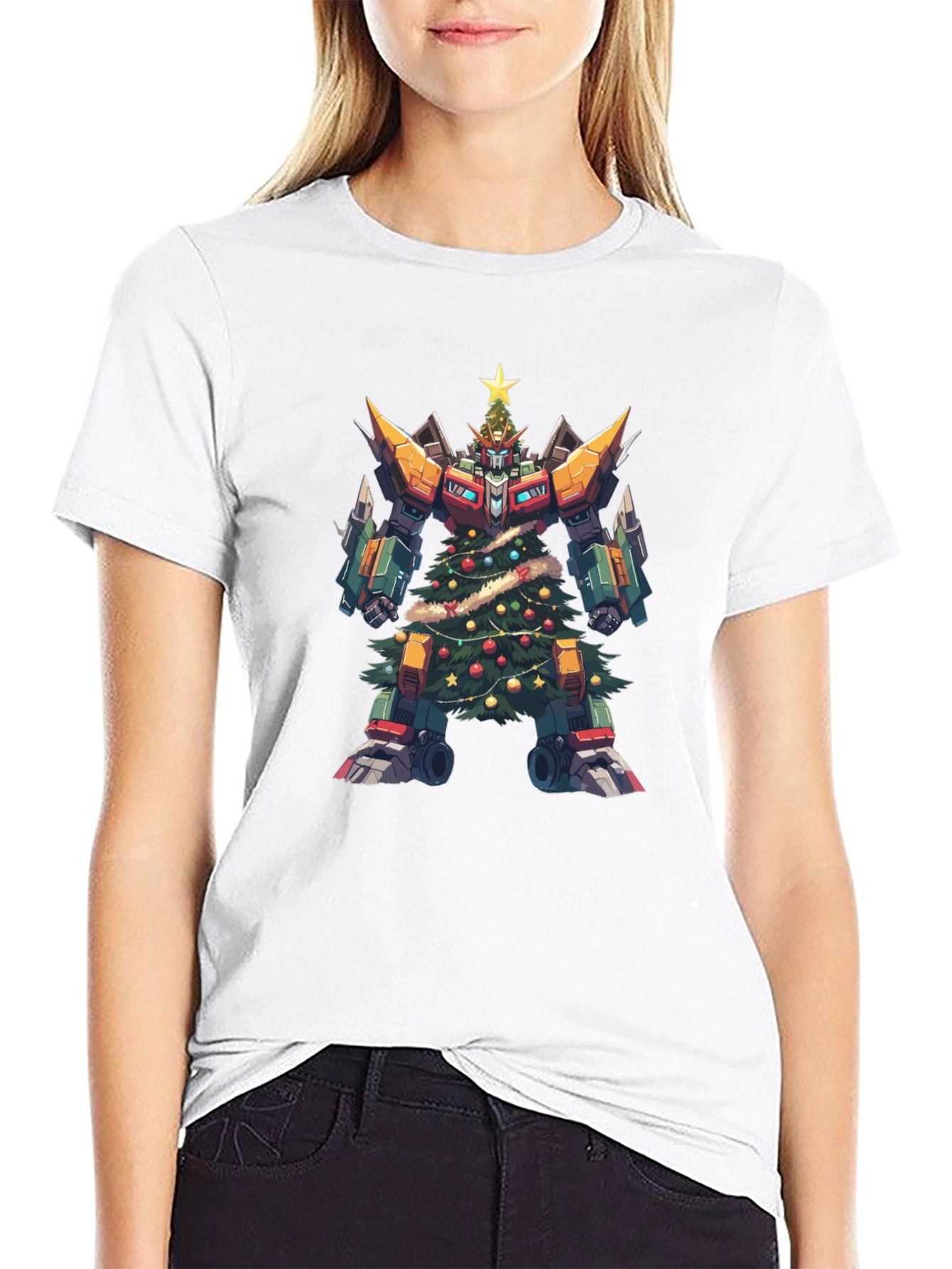 Christmas Robot T-Shirt - Festive Sci-Fi Style