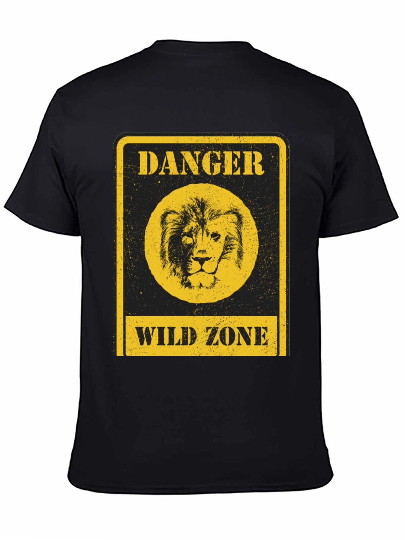 Danger Wild Zone Lion Graphic Tee - Black