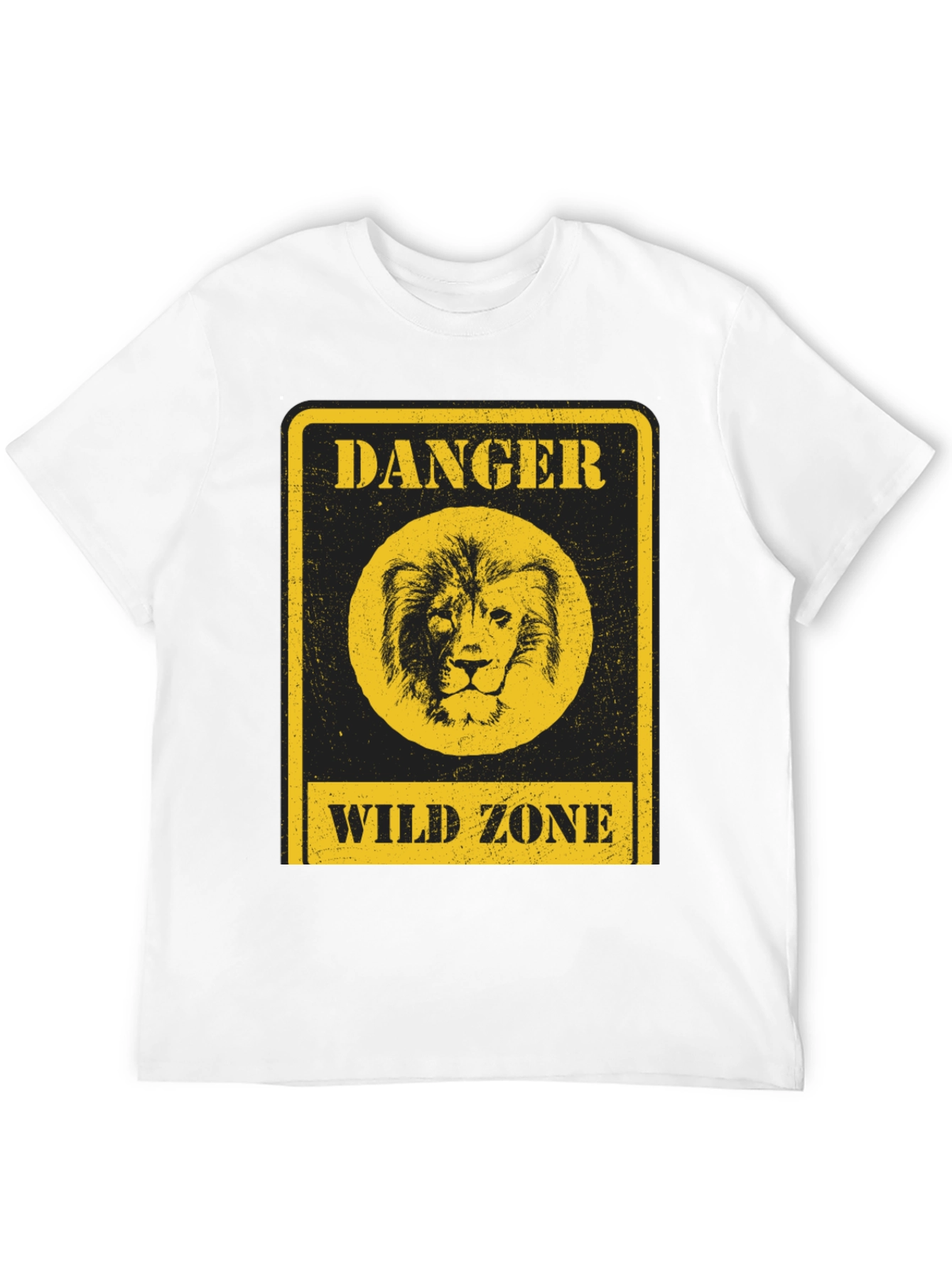 Danger Wild Zone Lion Graphic Tee - Black