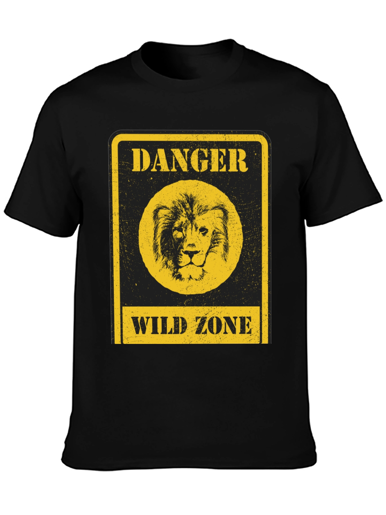 Danger Wild Zone Lion Graphic Tee - Black