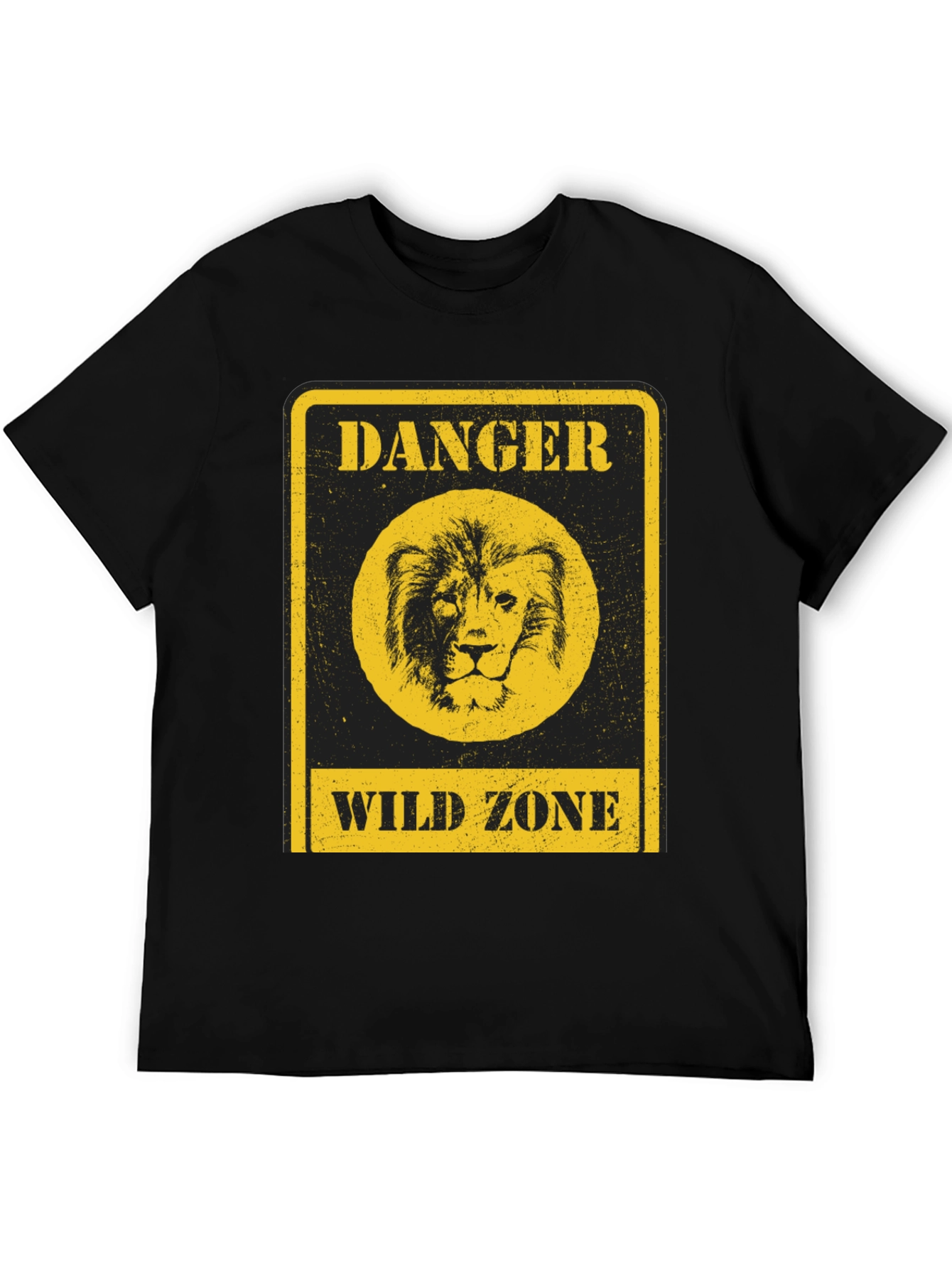 Danger Wild Zone Lion Graphic Tee - Black