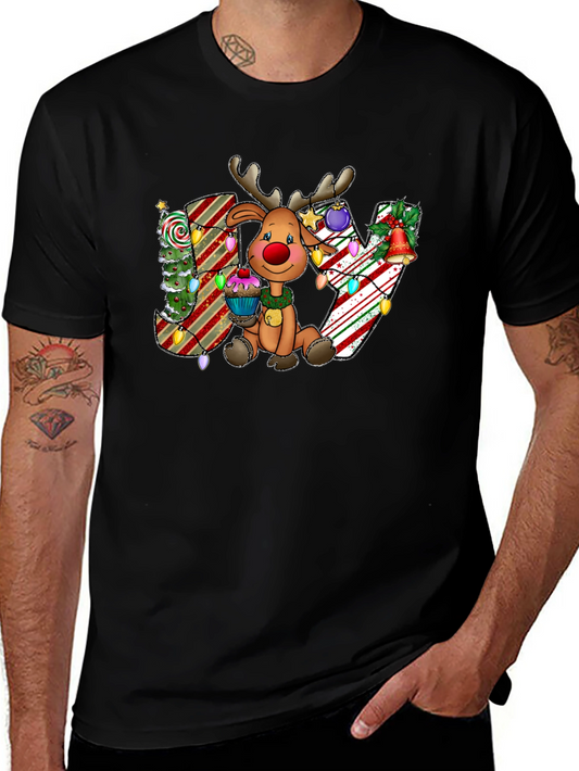 Festive Reindeer JOY Christmas Graphic Tee
