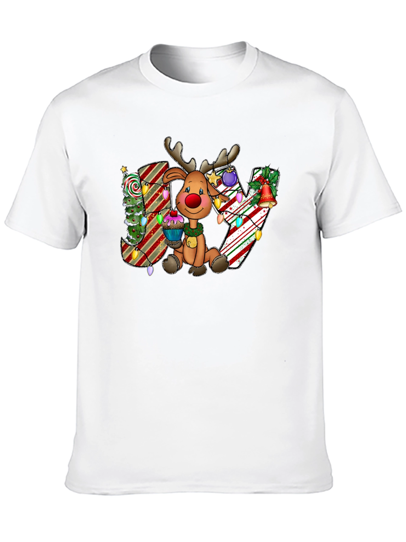 Festive Reindeer JOY Christmas Graphic Tee