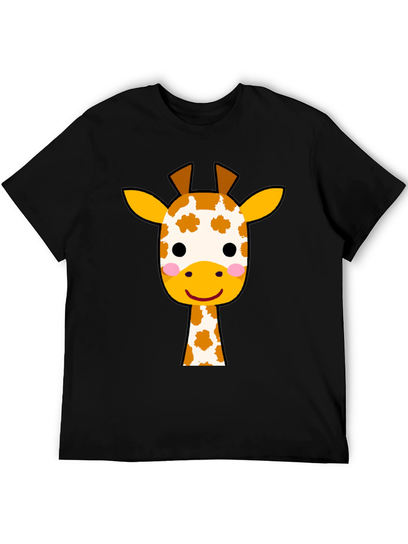 Cute Giraffe Graphic Tee - Black Cotton T-Shirt