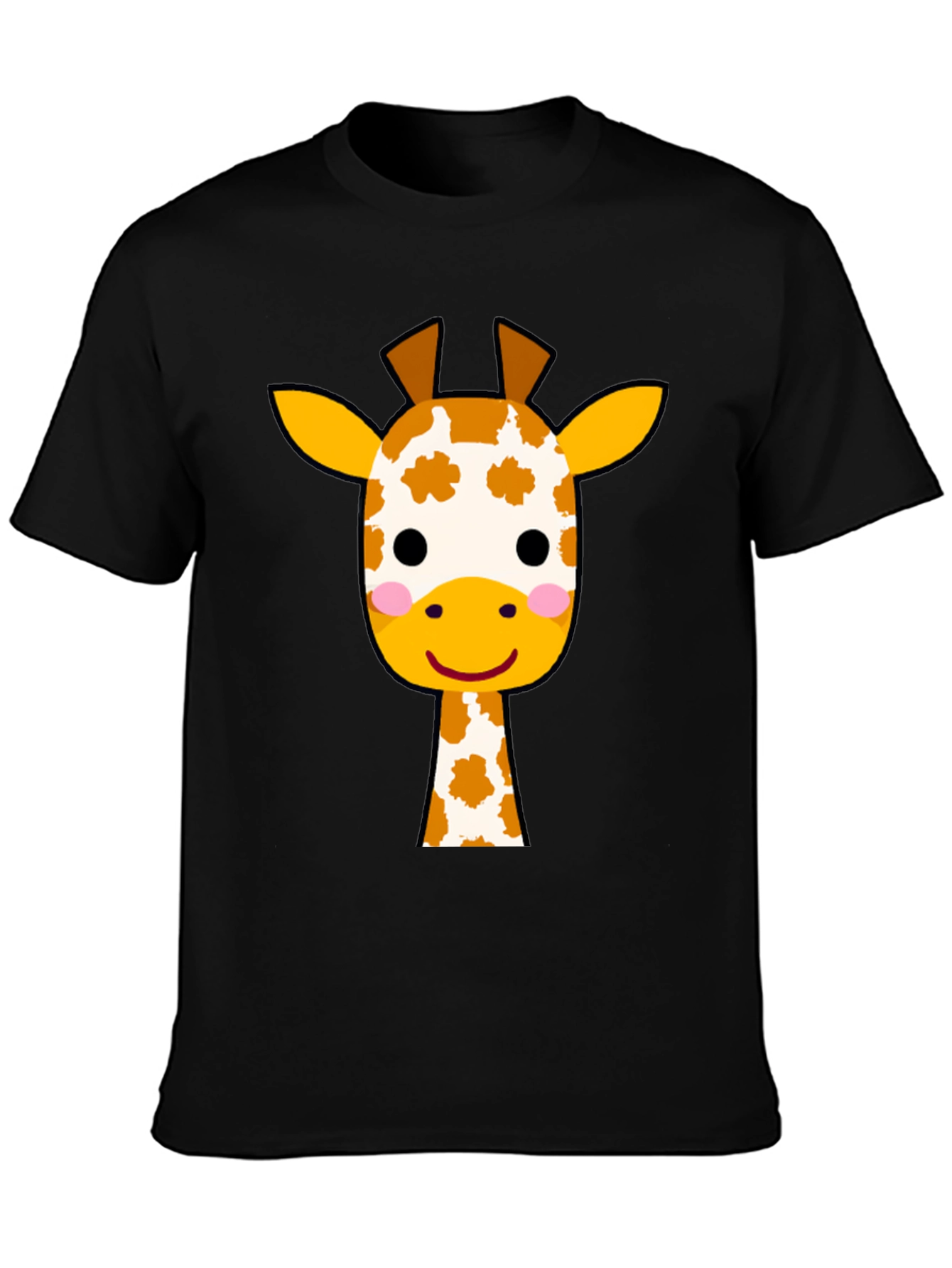 Cute Giraffe Graphic Tee - Black Cotton T-Shirt
