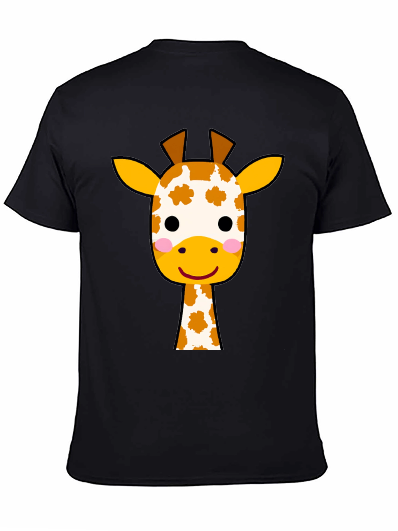 Cute Giraffe Graphic Tee - Black Cotton T-Shirt