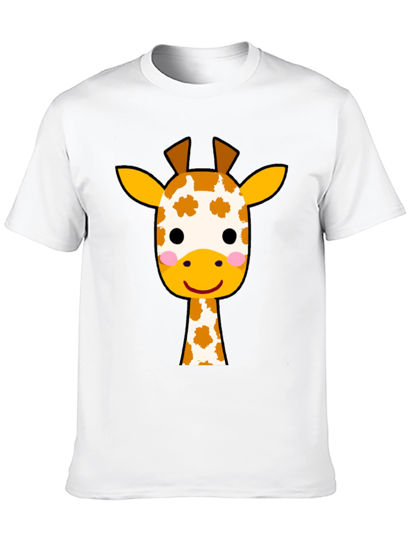 Cute Giraffe Graphic Tee - Black Cotton T-Shirt