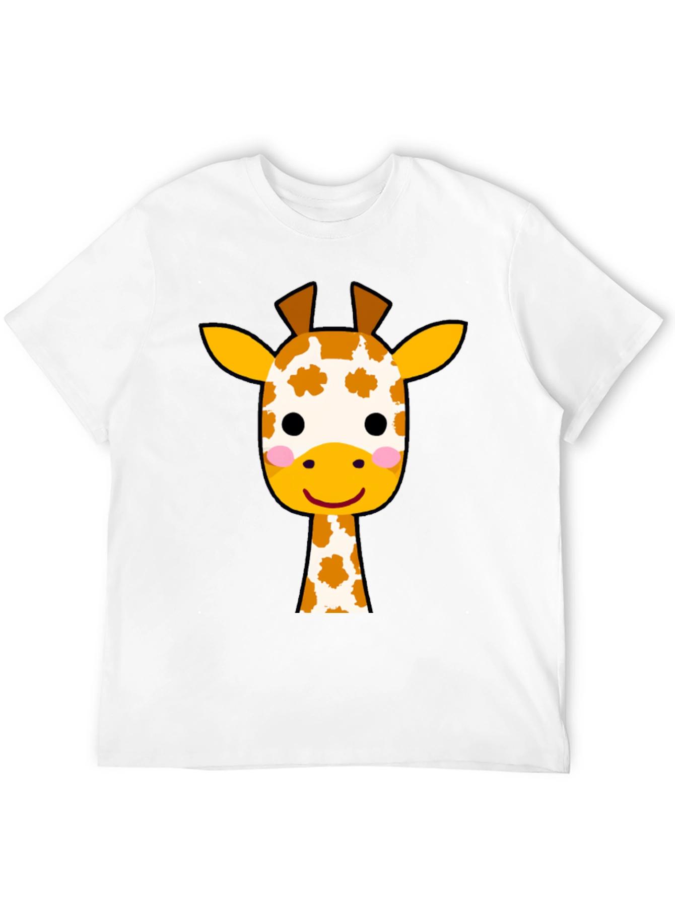 Cute Giraffe Graphic Tee - Black Cotton T-Shirt