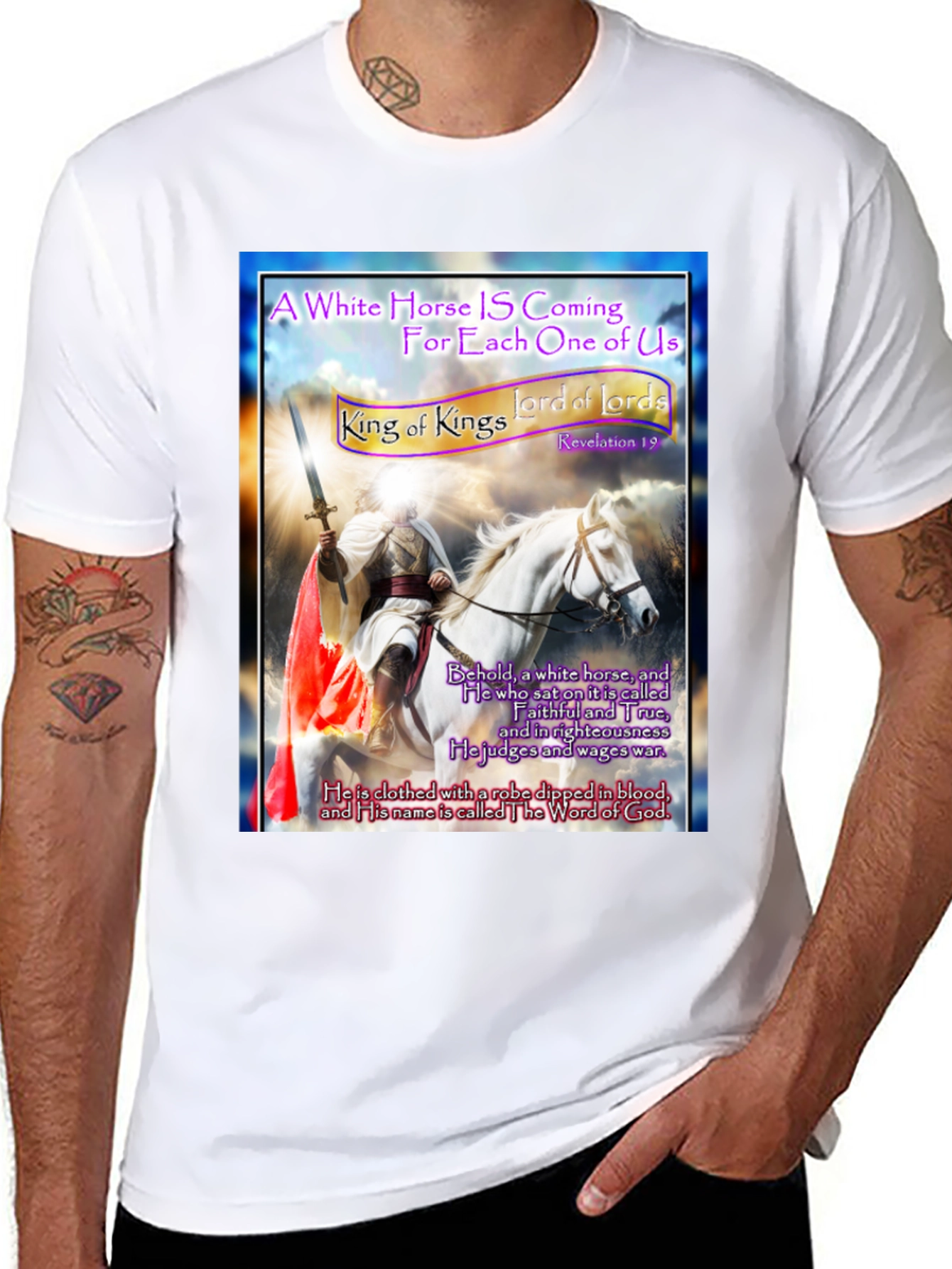 White Horse Rider Graphic T-Shirt