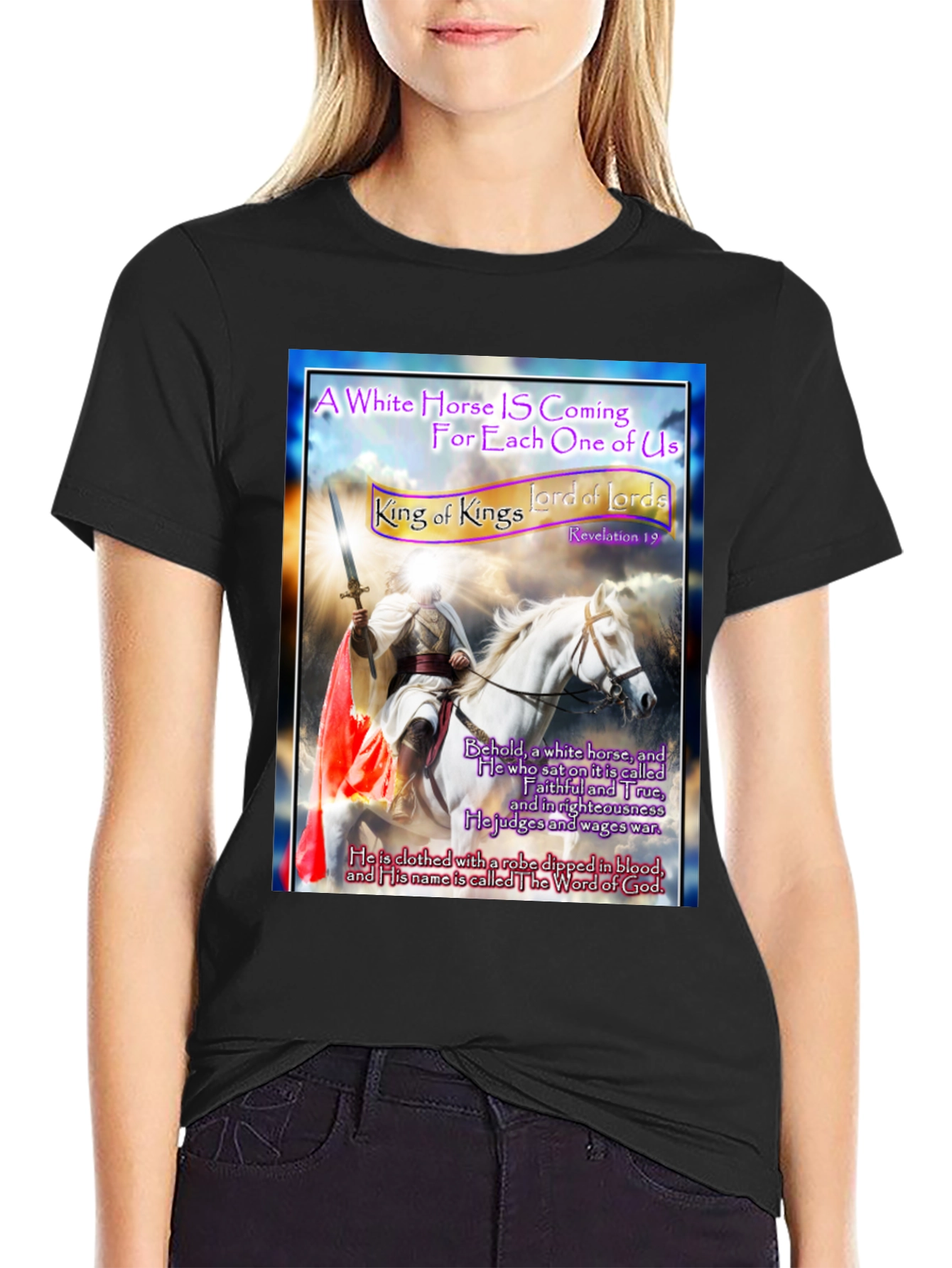 White Horse Rider Graphic T-Shirt