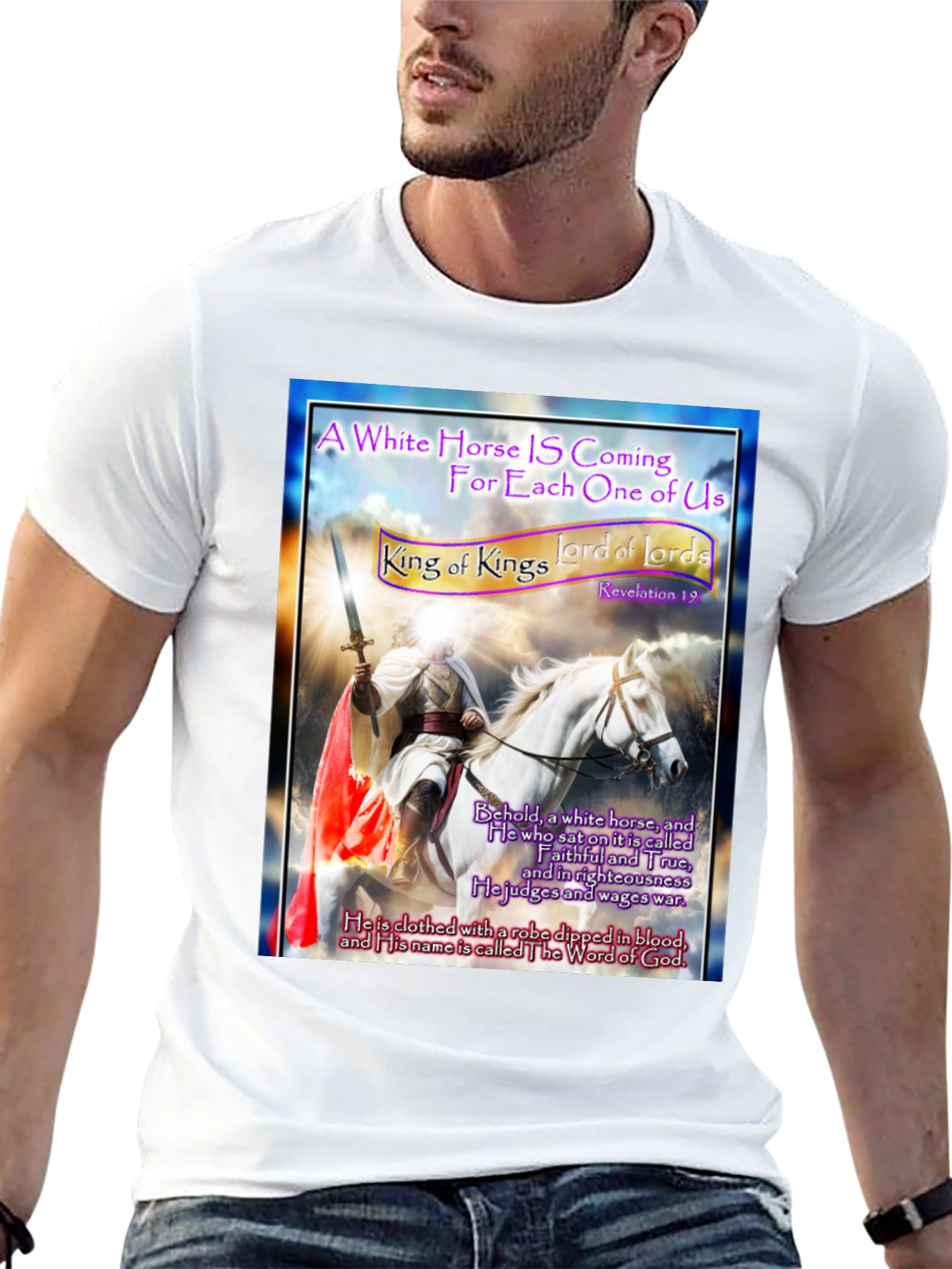 White Horse Rider Graphic T-Shirt