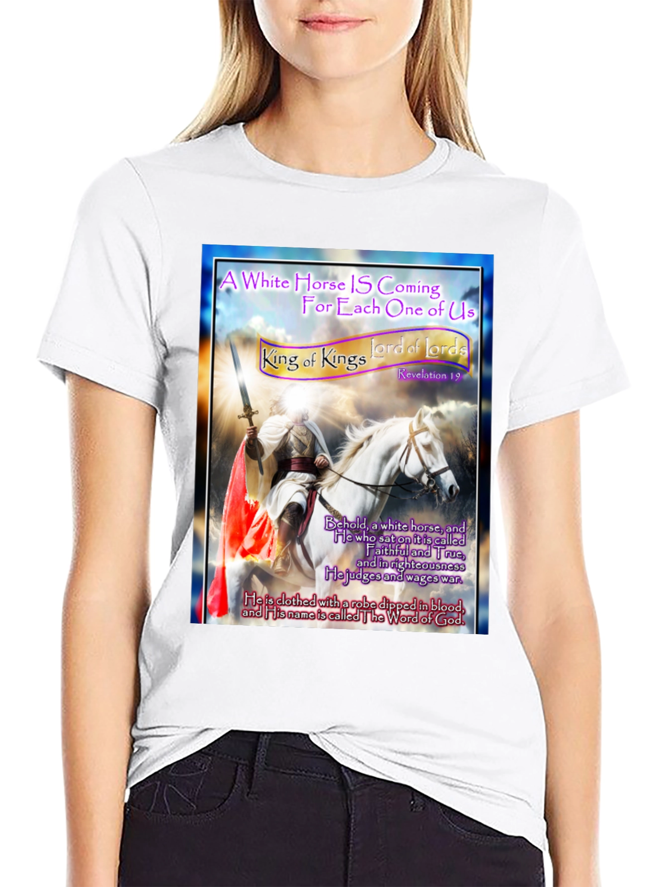 White Horse Rider Graphic T-Shirt