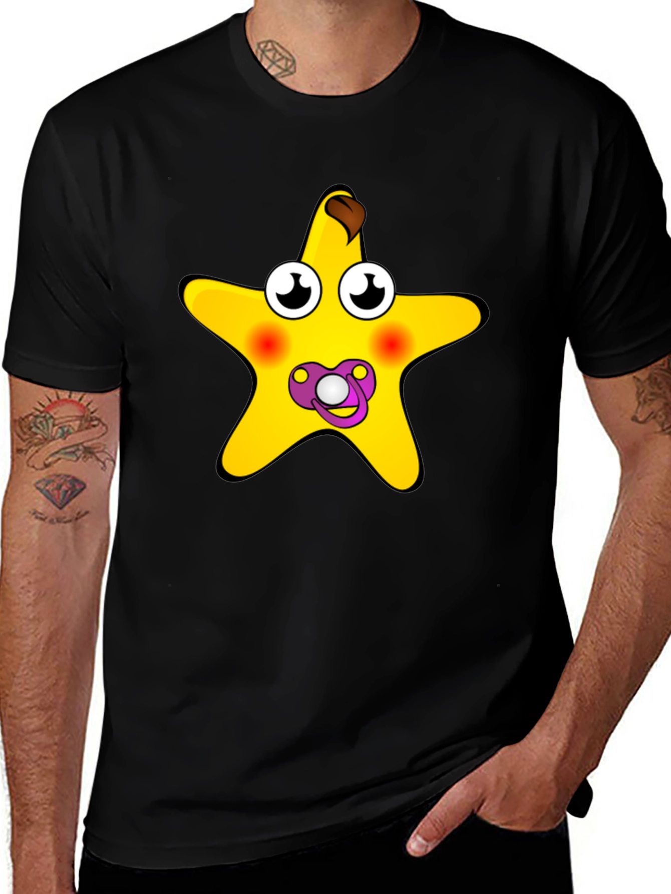 Funny Starfish Baby Pacifier Black T-Shirt