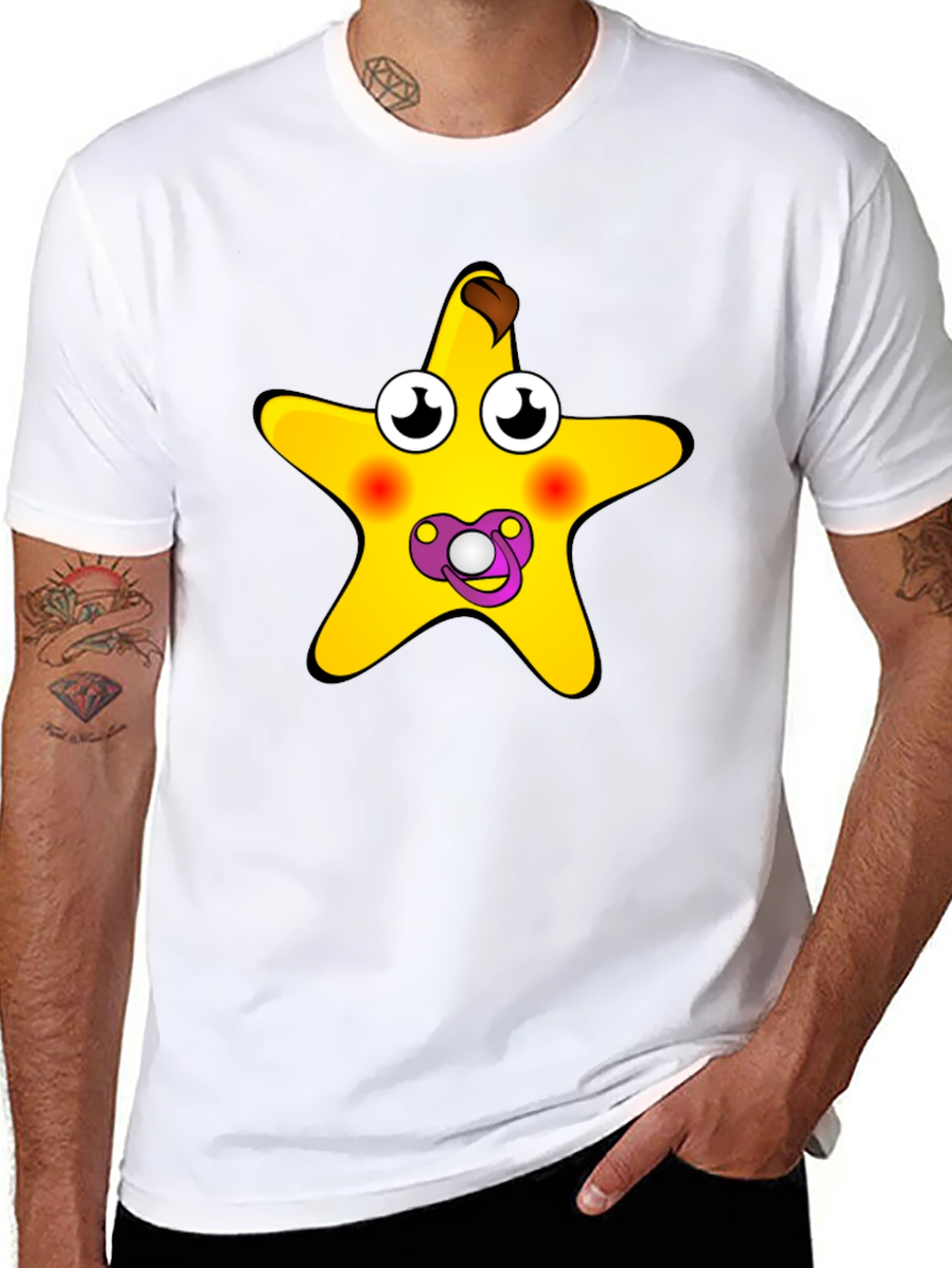 Funny Starfish Baby Pacifier Black T-Shirt