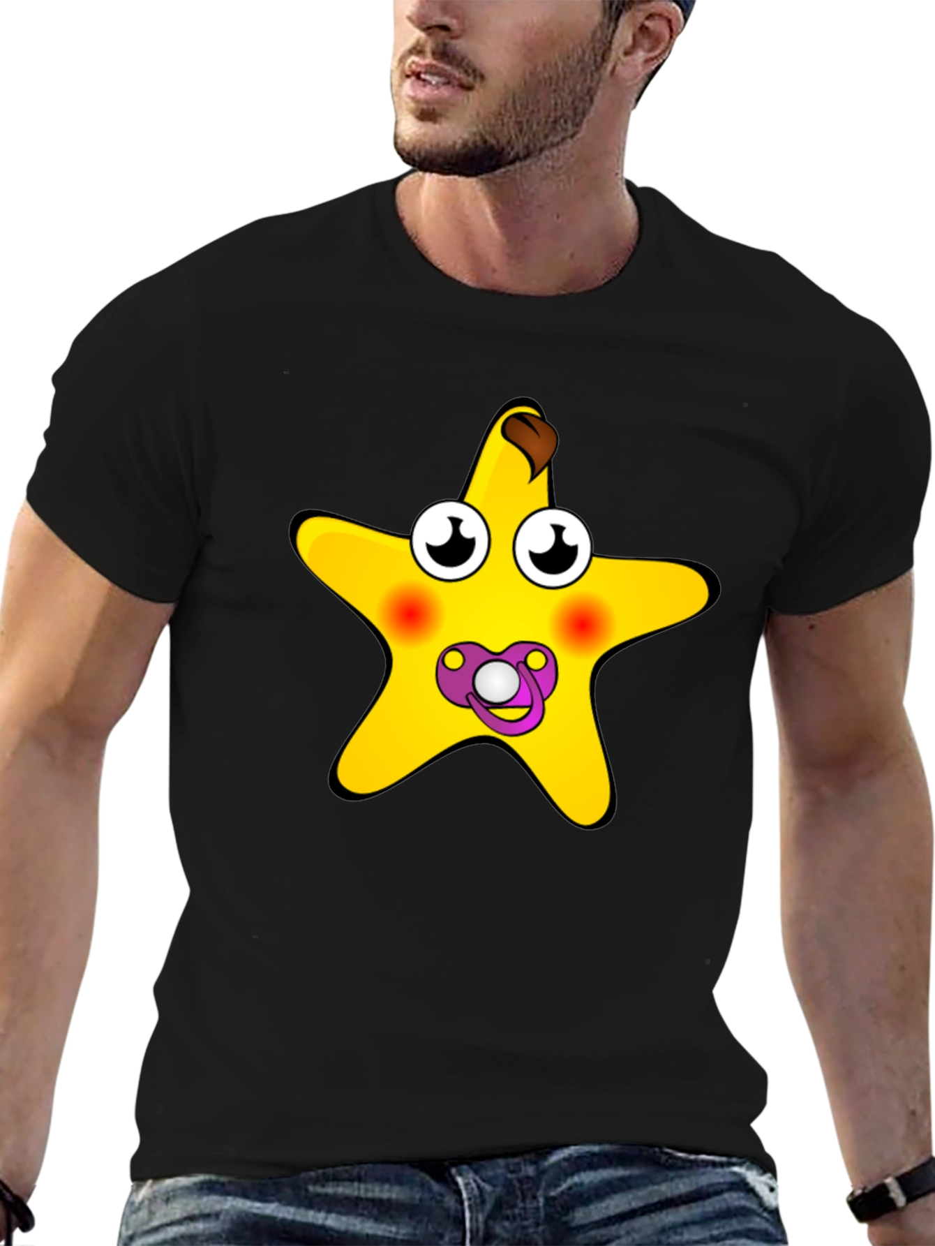Funny Starfish Baby Pacifier Black T-Shirt