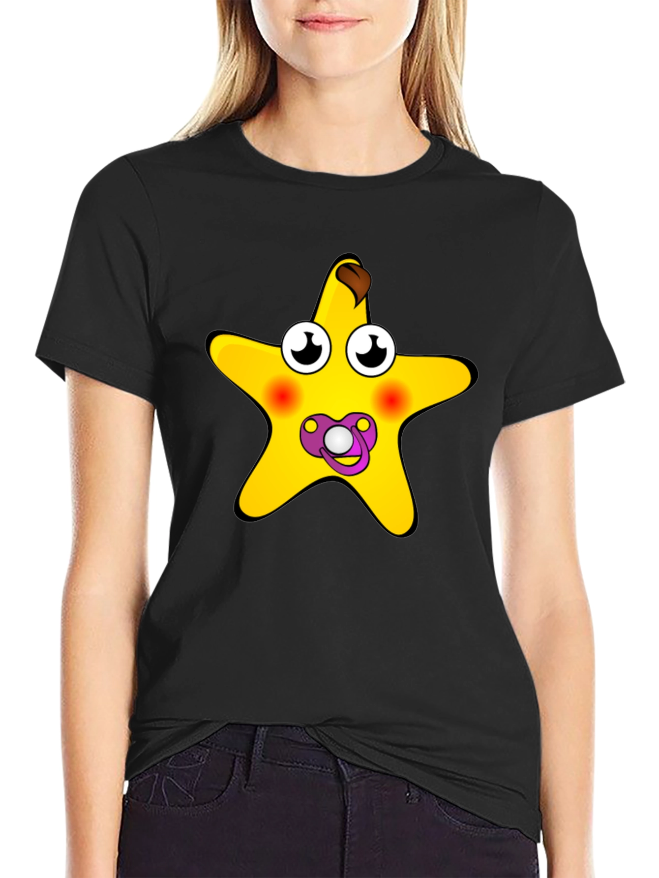 Funny Starfish Baby Pacifier Black T-Shirt
