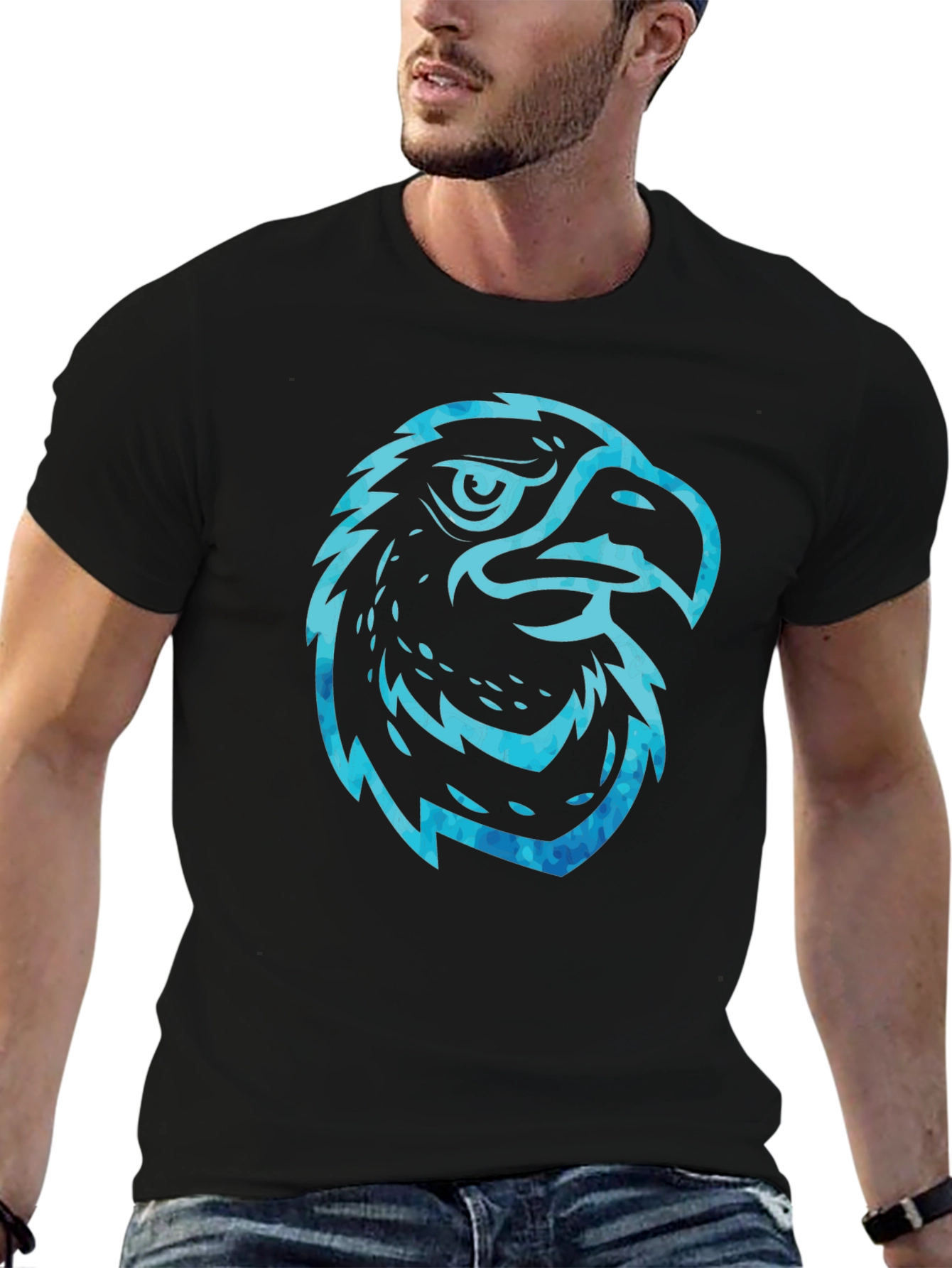 Mens Black Eagle Graphic T-Shirt