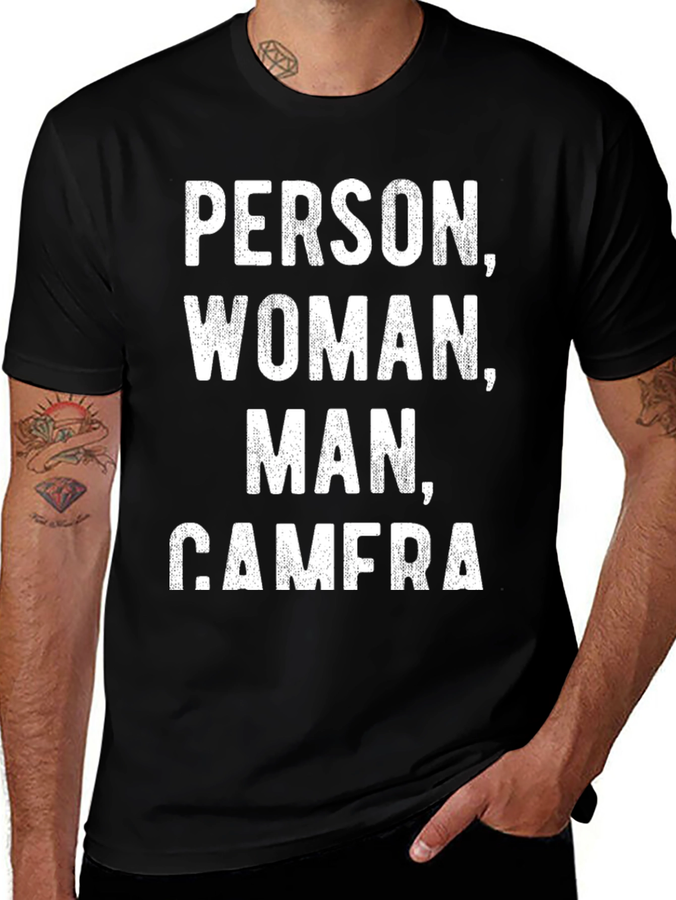 Person Woman Man Camera T-Shirt Funny Political Tee