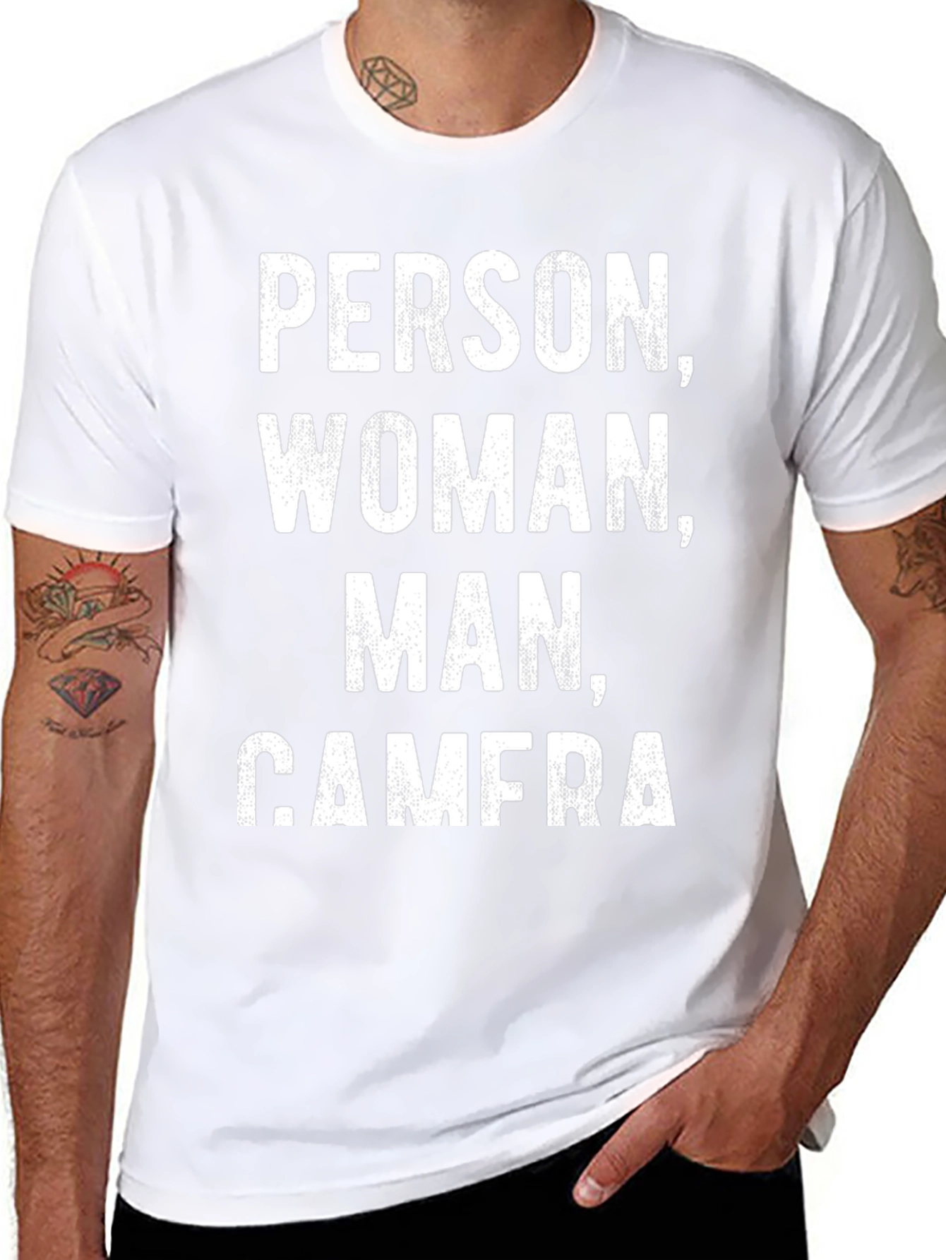 Person Woman Man Camera T-Shirt Funny Political Tee