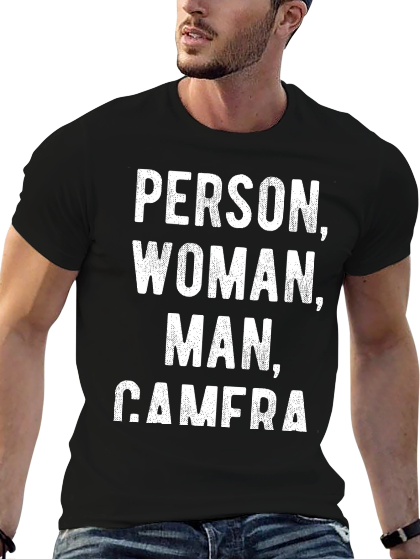 Person Woman Man Camera T-Shirt Funny Political Tee