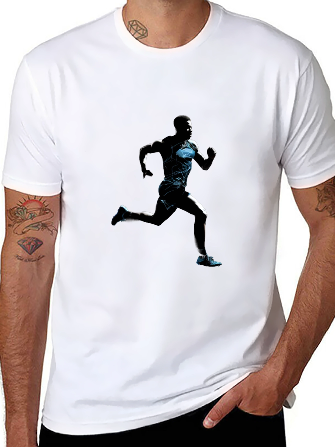 Mens Black Graphic Tee: Runner