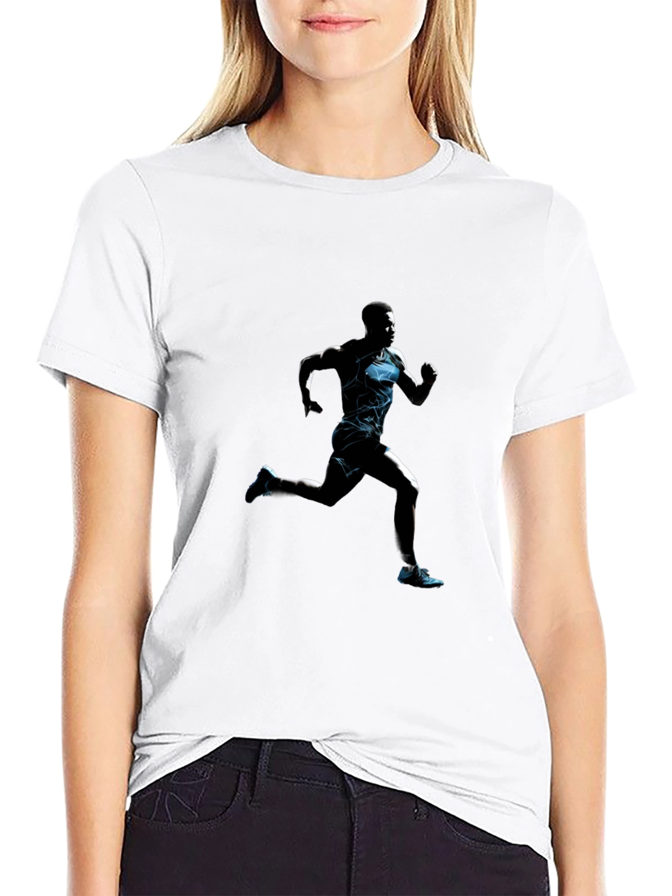 Mens Black Graphic Tee: Runner