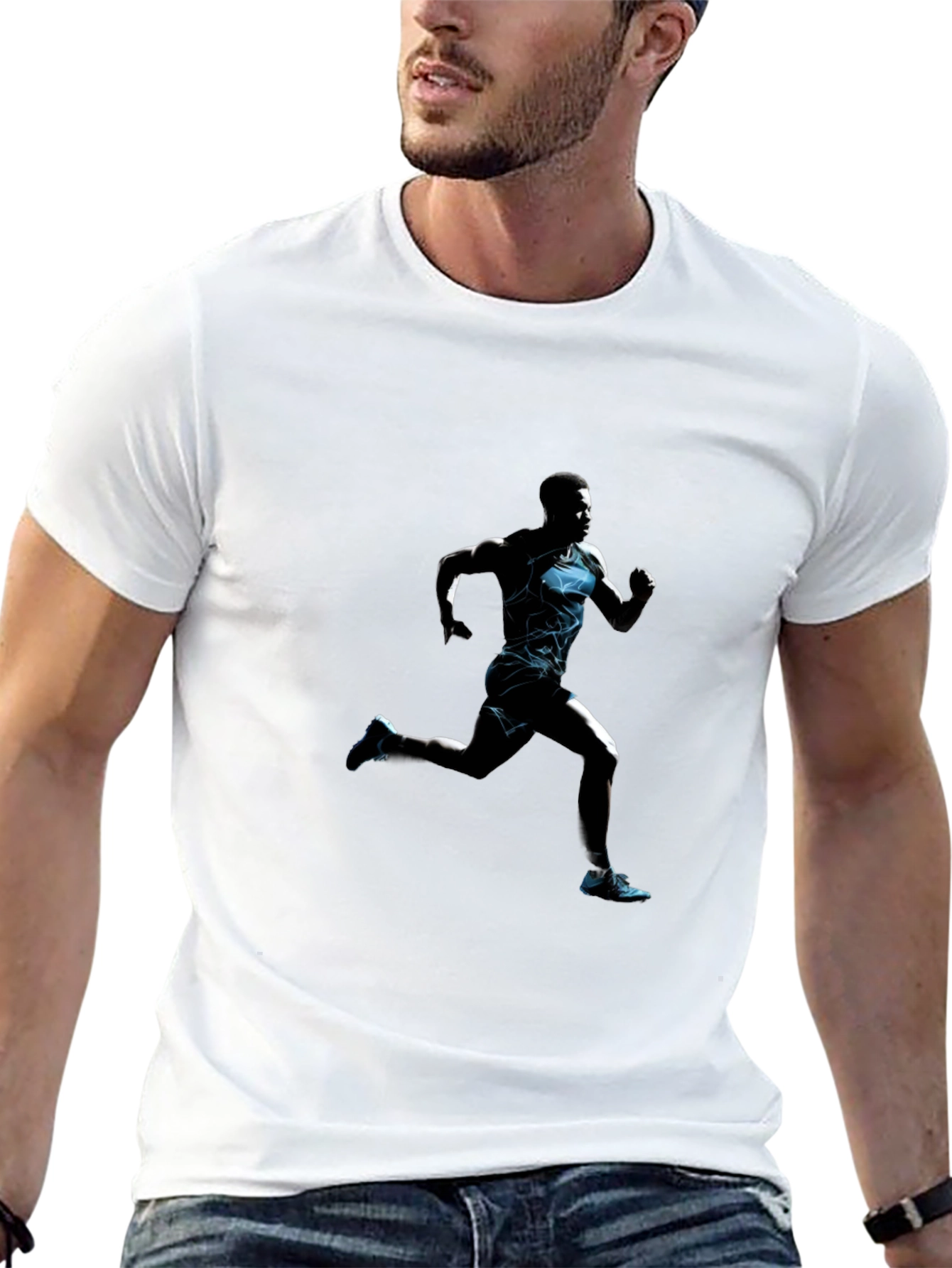 Mens Black Graphic Tee: Runner