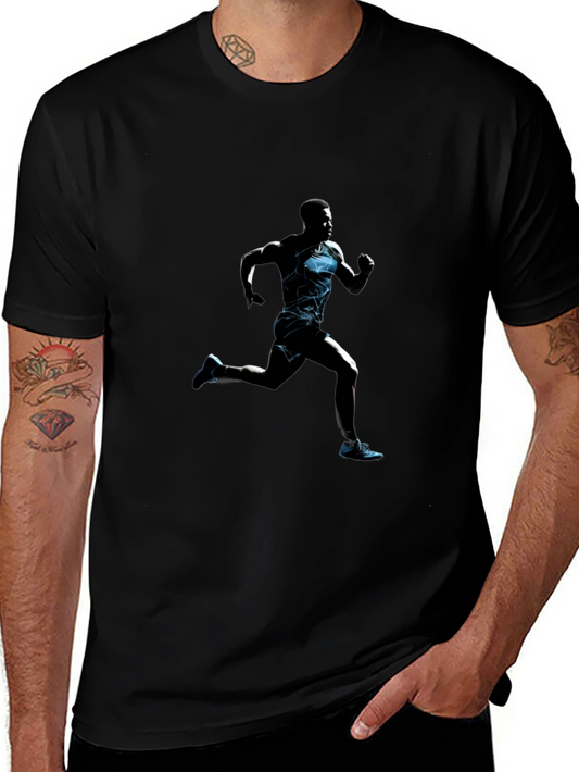 Mens Black Graphic Tee: Runner