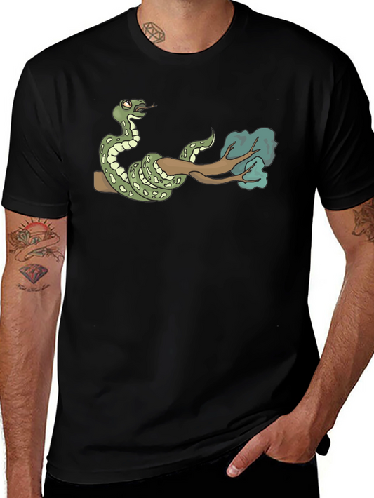 Snake on Branch Graphic Tee - Mens Black T-Shirt
