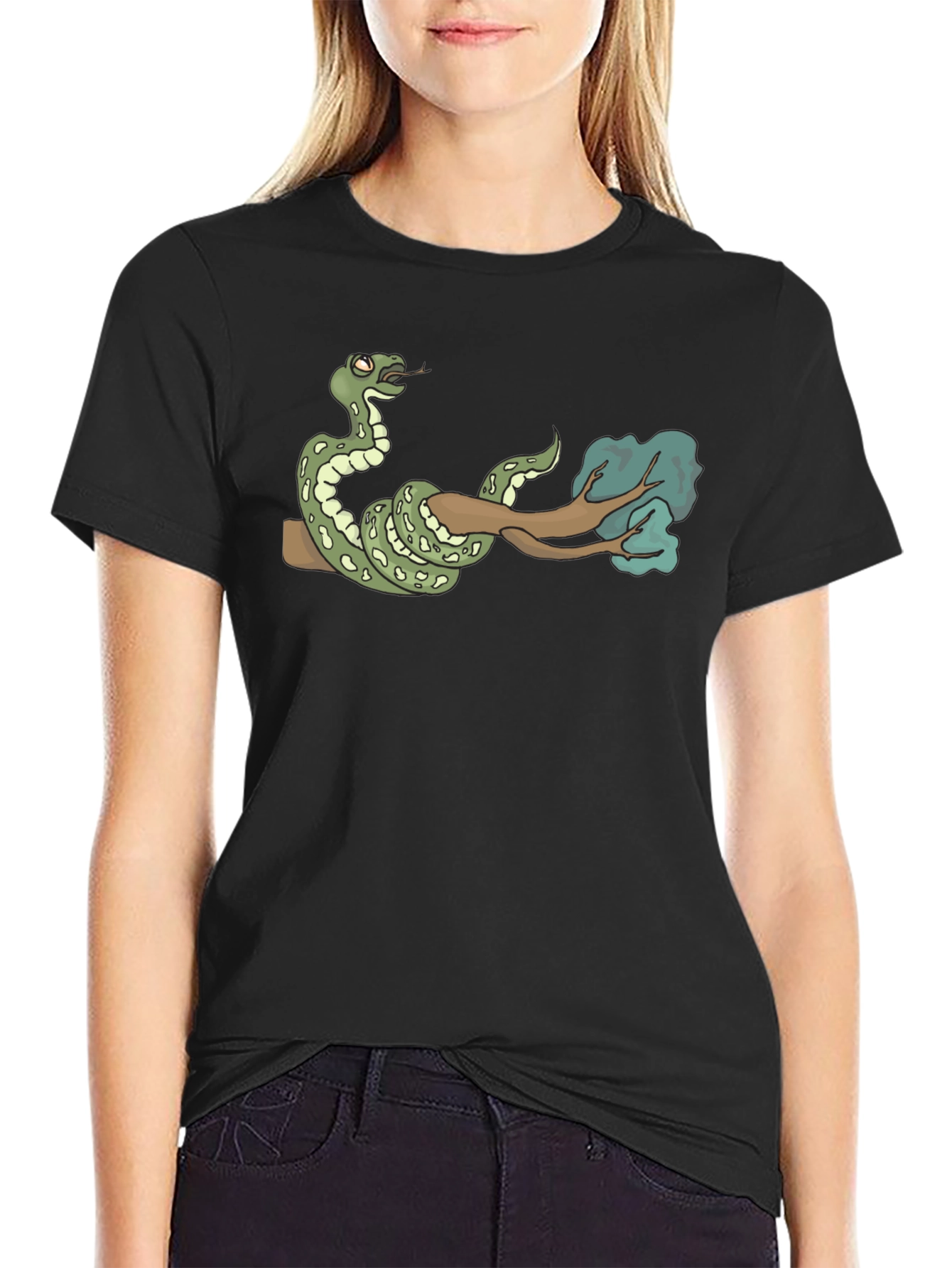 Snake on Branch Graphic Tee - Mens Black T-Shirt