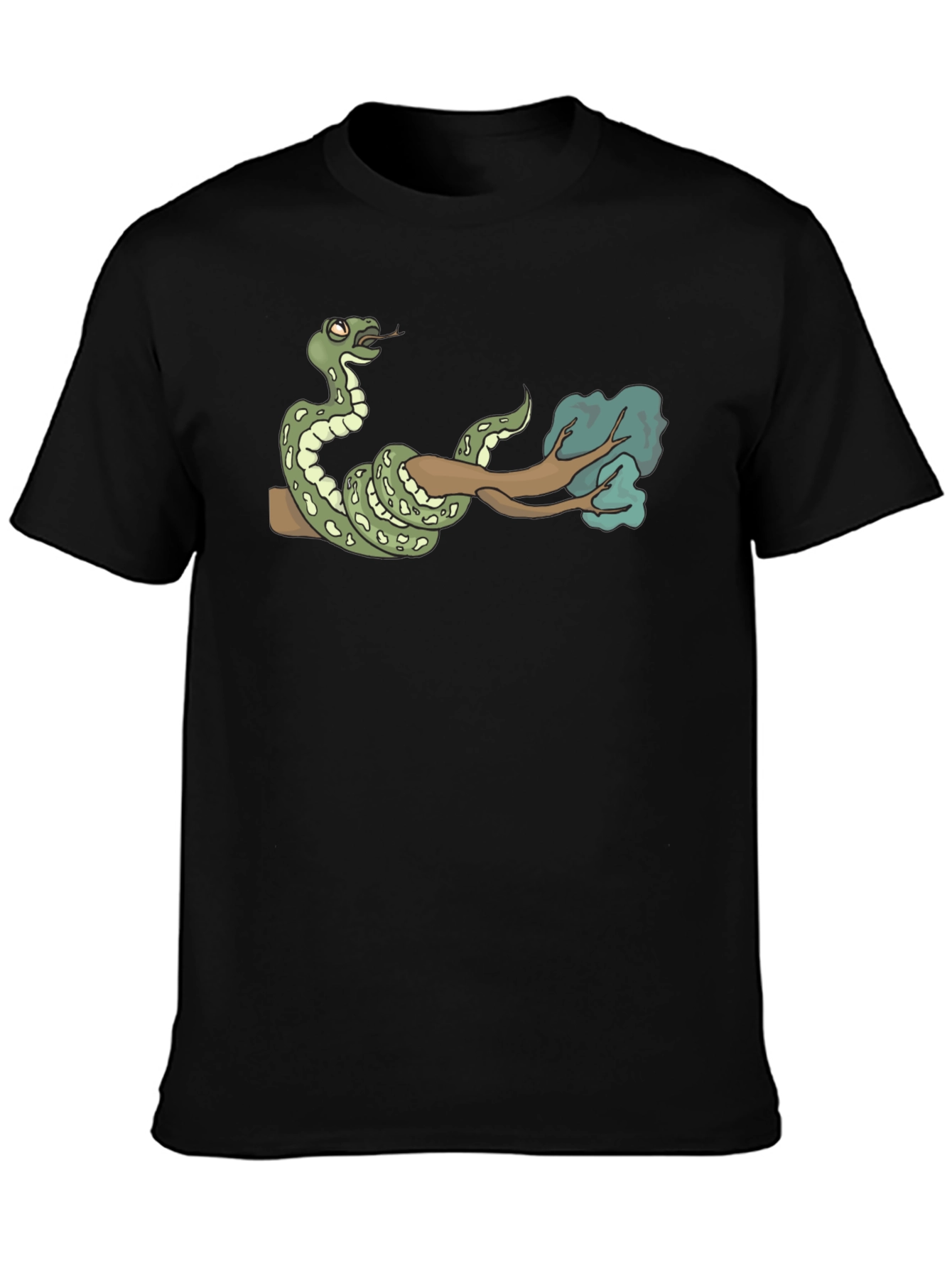 Snake on Branch Graphic Tee - Mens Black T-Shirt
