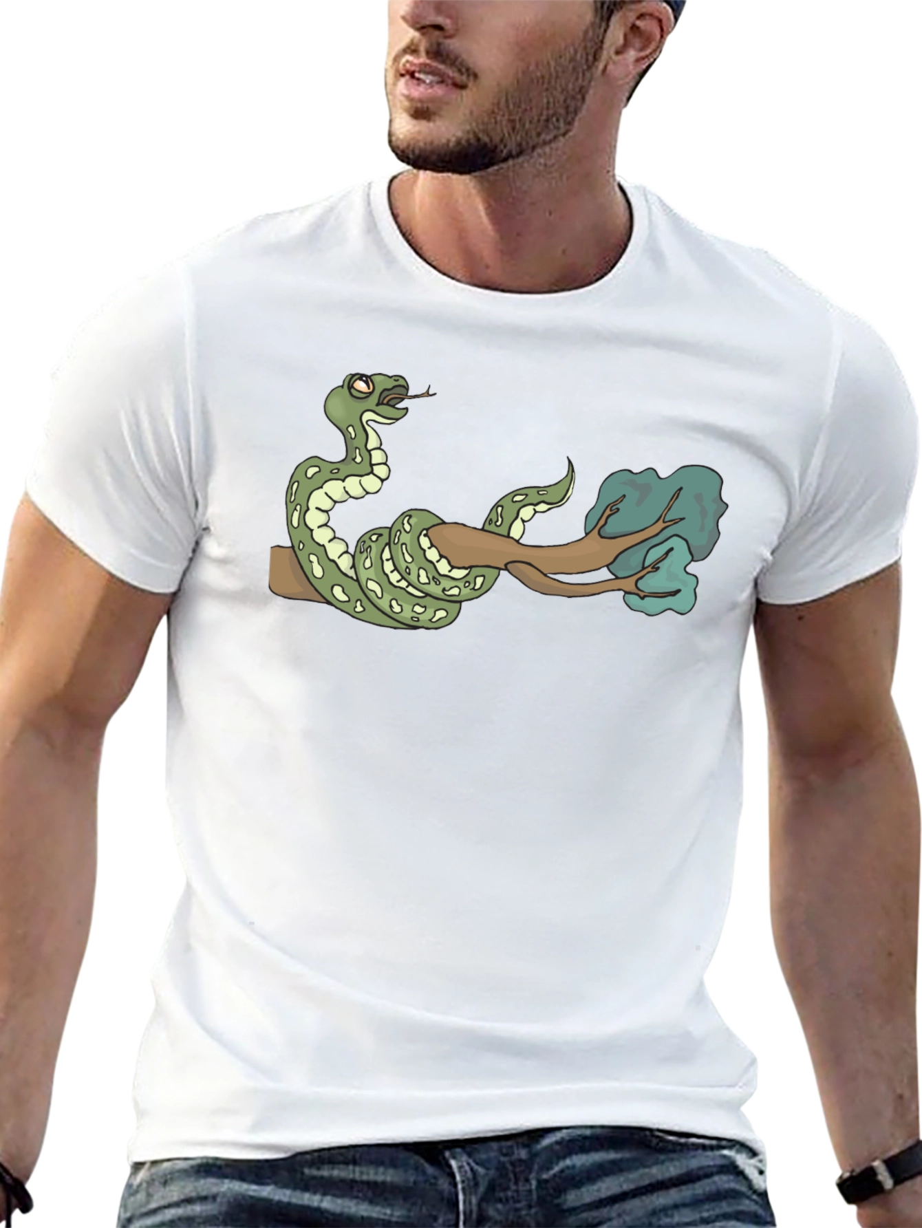 Snake on Branch Graphic Tee - Mens Black T-Shirt