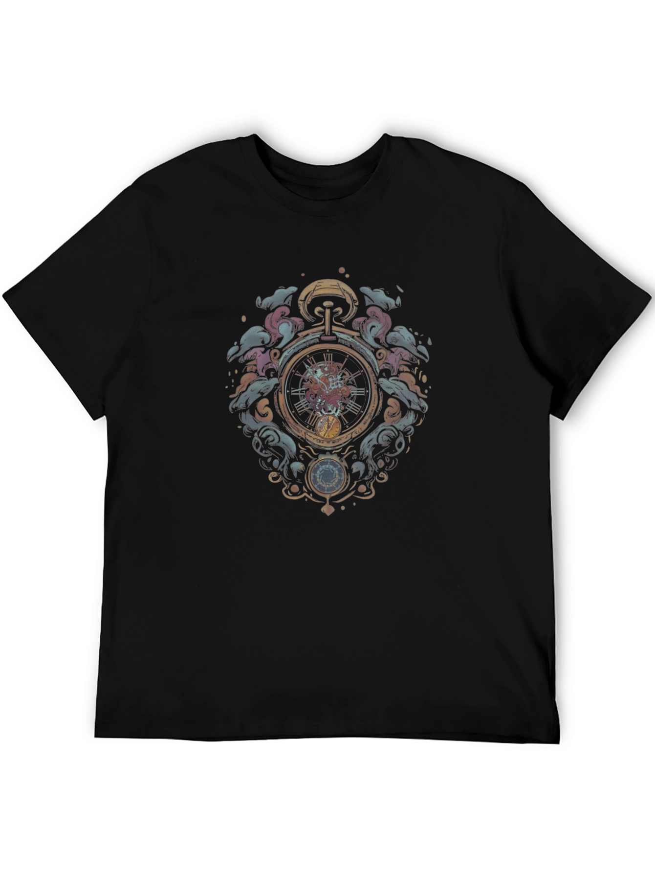 Time Travelers Pocket Watch Black T-Shirt