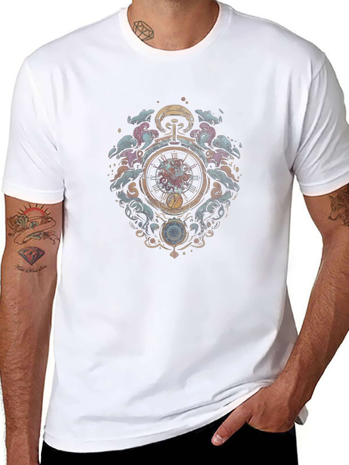Time Travelers Pocket Watch Black T-Shirt