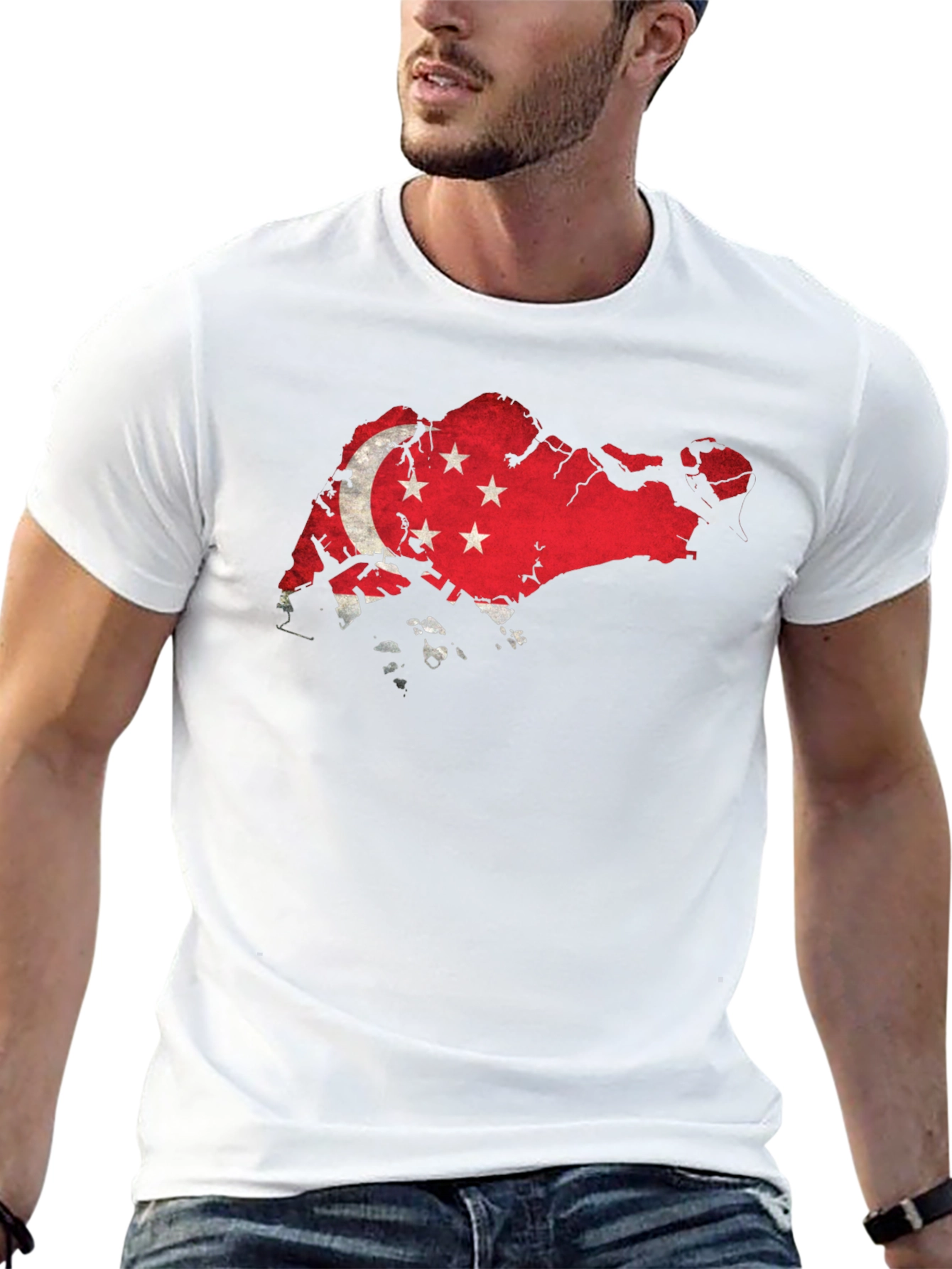 Singapore Flag Map Graphic T-Shirt
