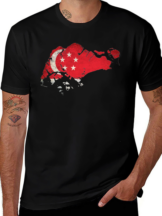 Singapore Flag Map Graphic T-Shirt