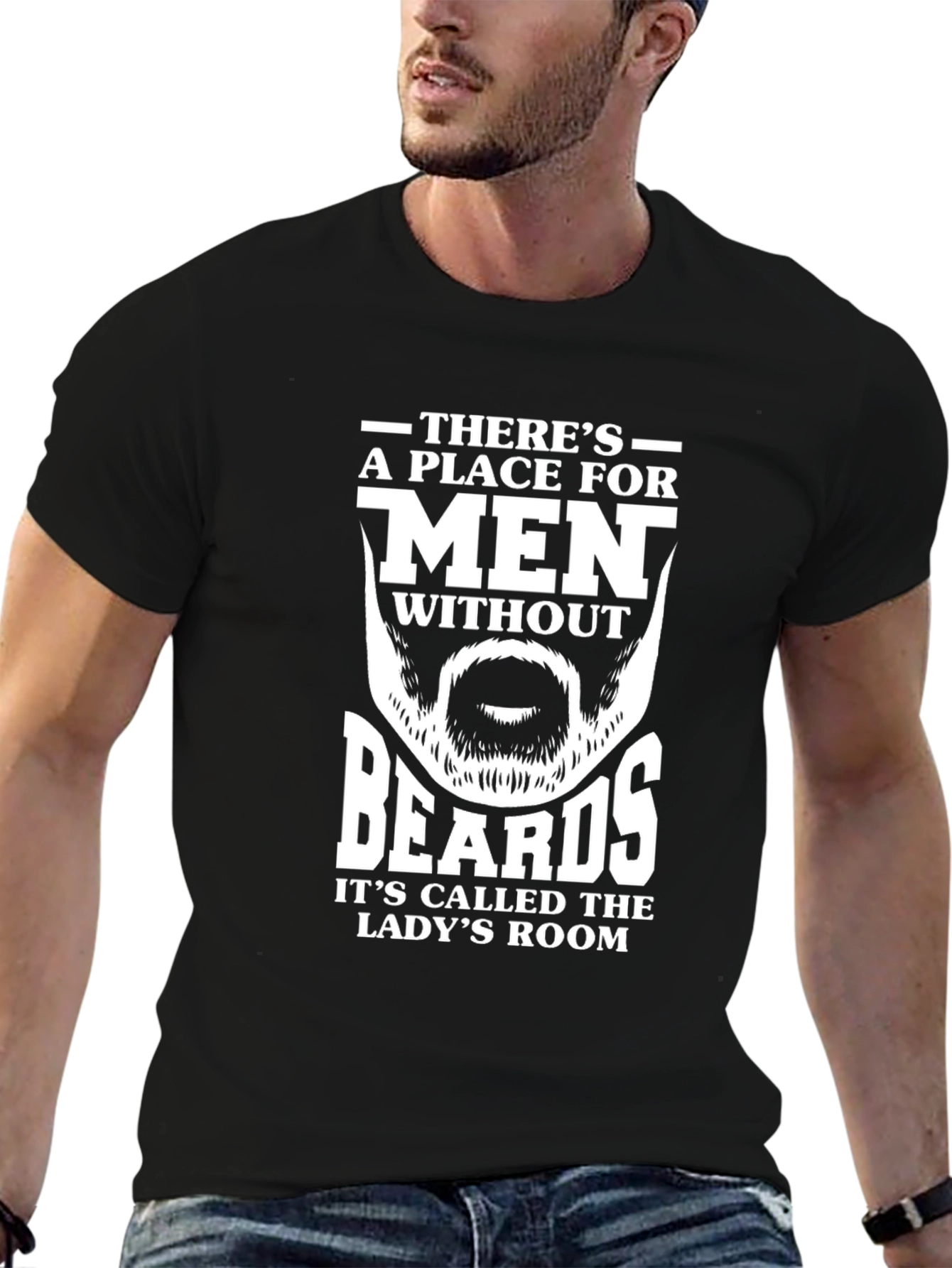 Funny Beard T-Shirt: Ladys Room Humor