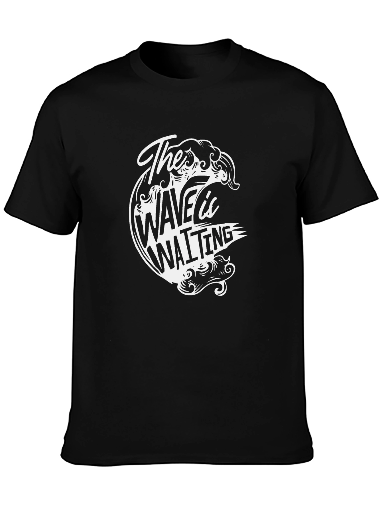 The Wave is Waiting Graphic Black T-Shirt