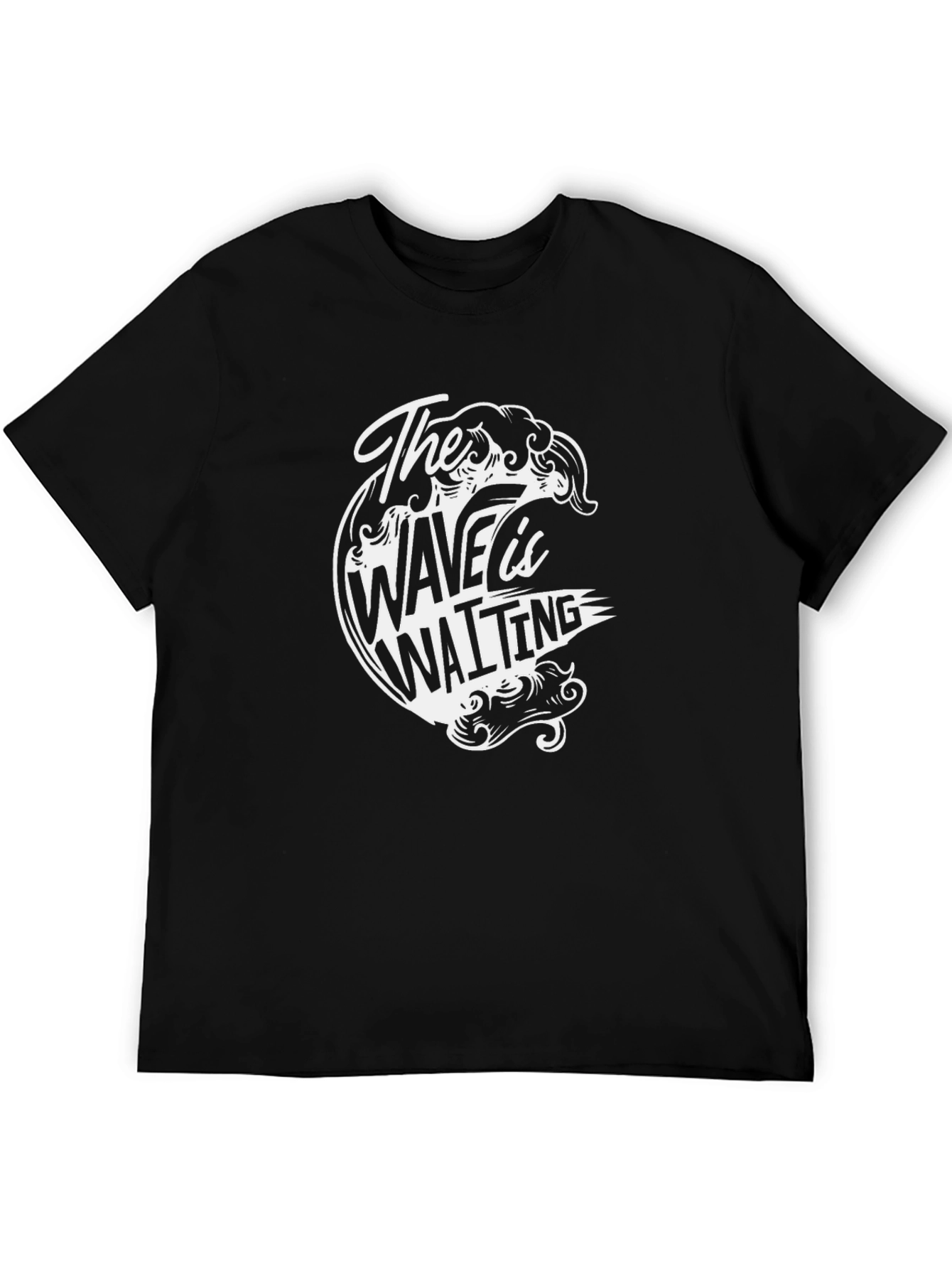 The Wave is Waiting Graphic Black T-Shirt
