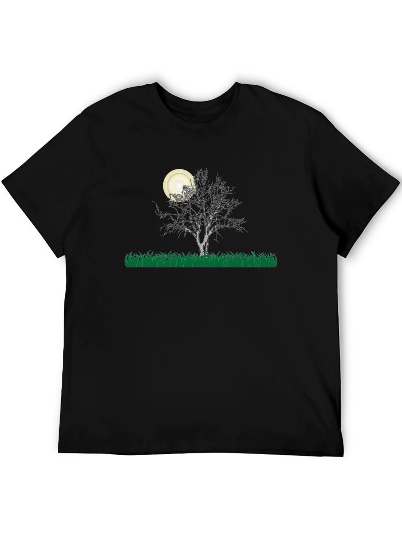 Moonlit Tree Graphic Tee - Black Cotton Blend