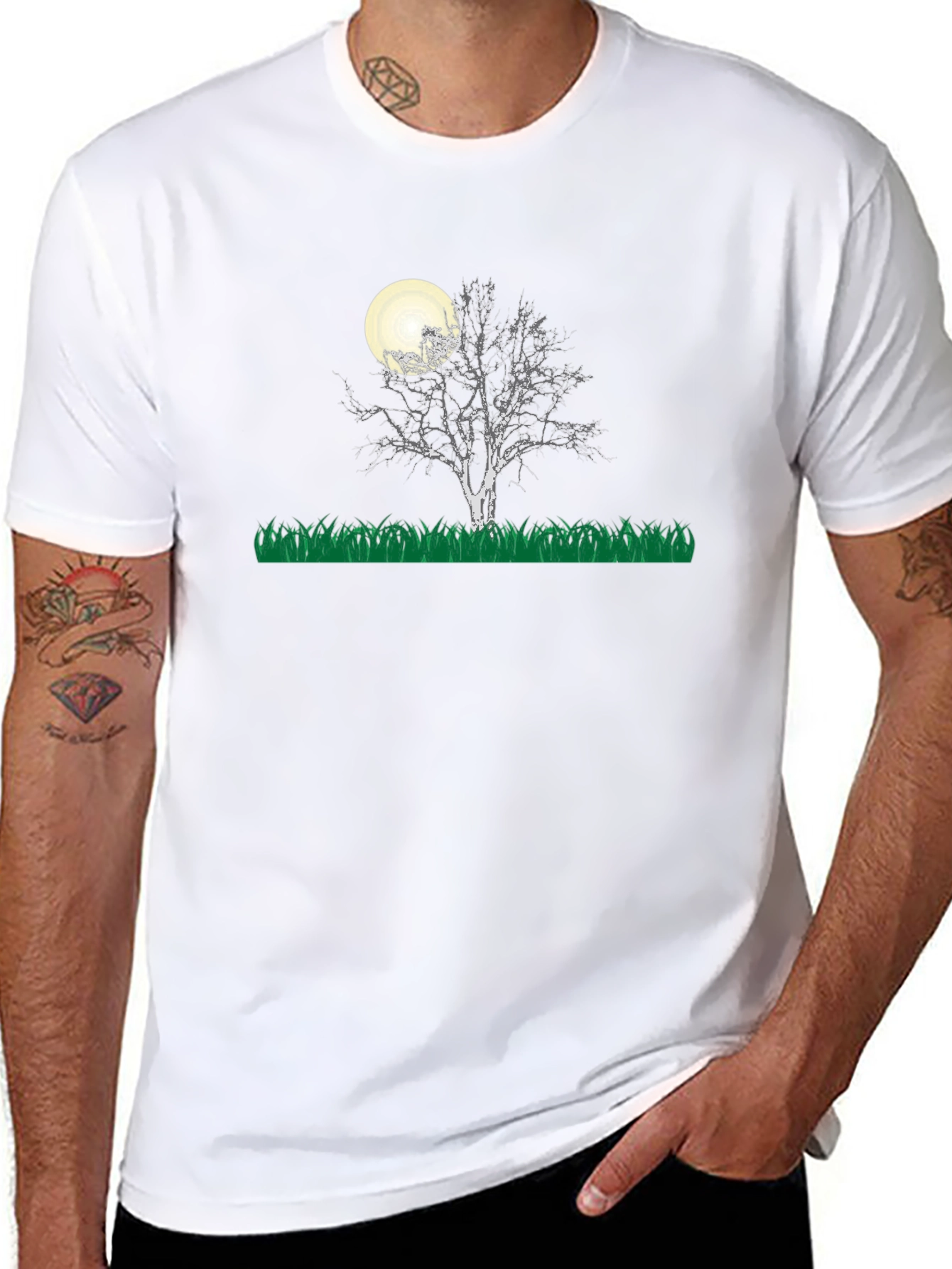 Moonlit Tree Graphic Tee - Black Cotton Blend