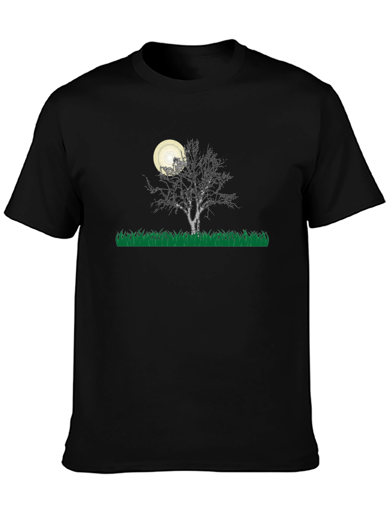 Moonlit Tree Graphic Tee - Black Cotton Blend