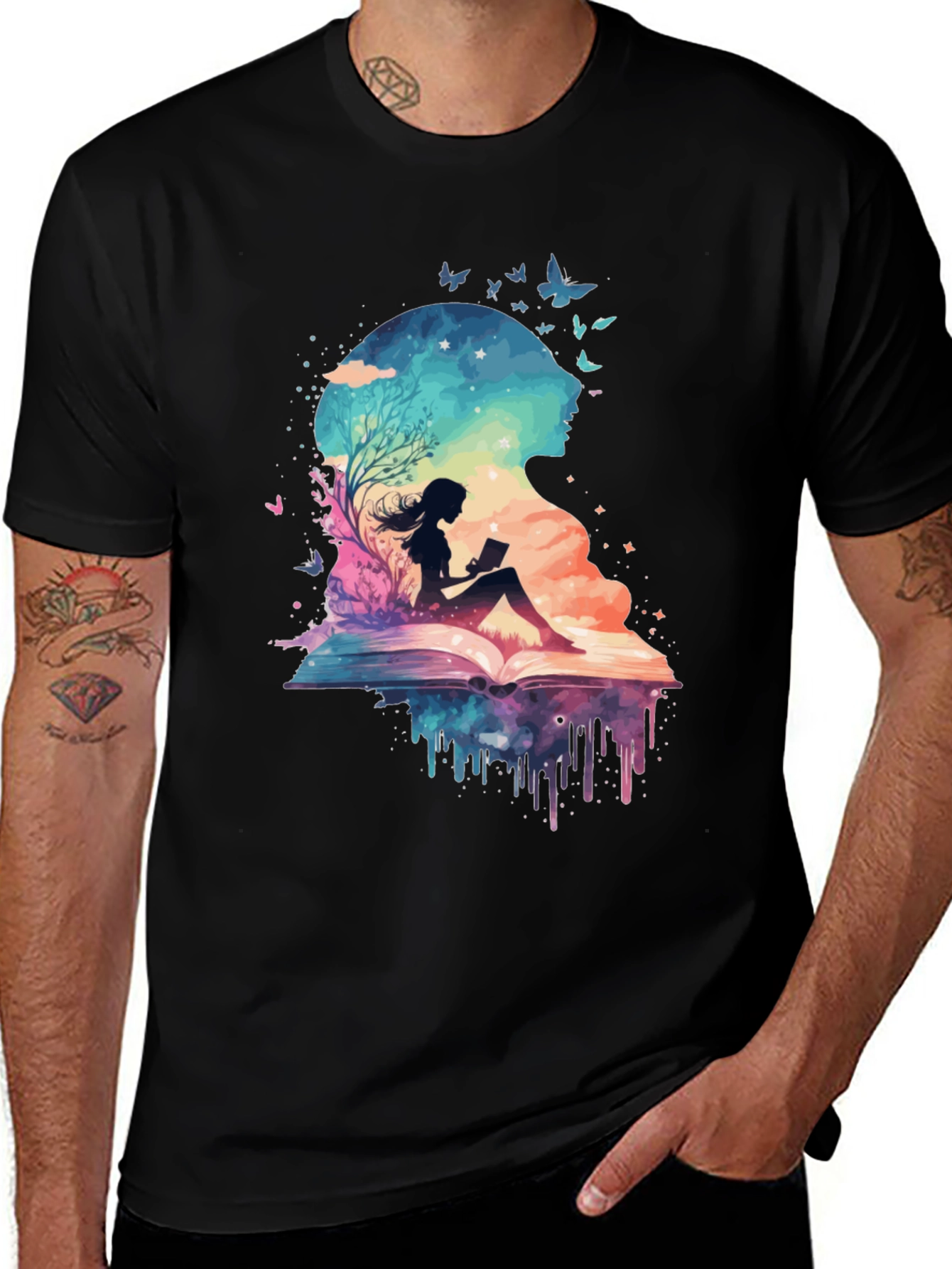 Book Lover Galaxy Tee - Literary Dreamscape Design
