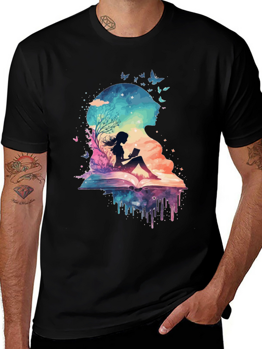 Book Lover Galaxy Tee - Literary Dreamscape Design