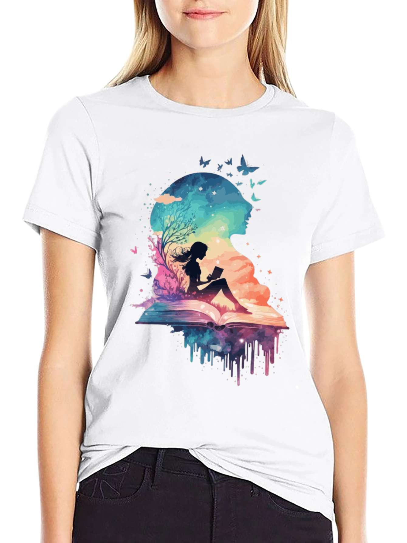 Book Lover Galaxy Tee - Literary Dreamscape Design