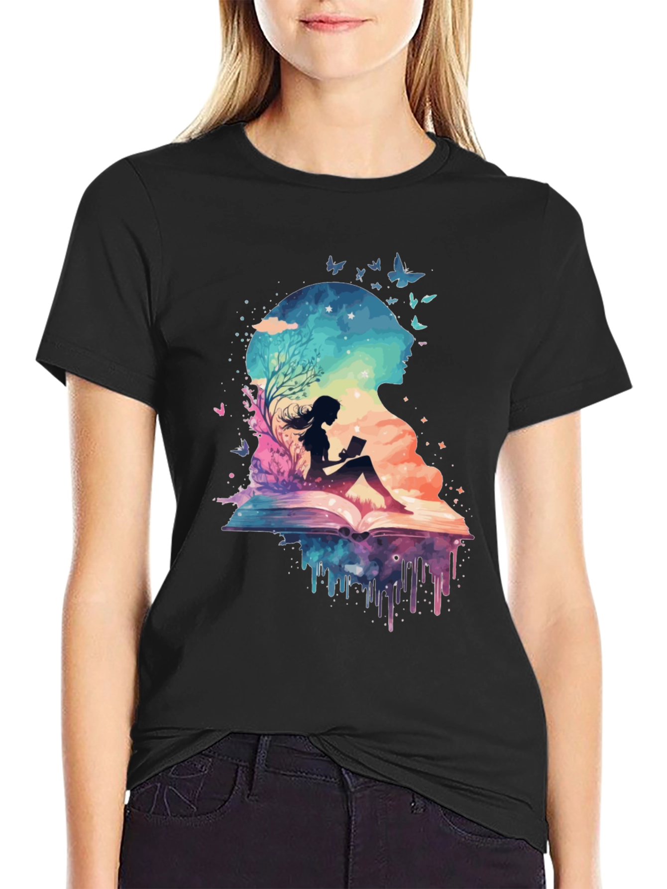 Book Lover Galaxy Tee - Literary Dreamscape Design